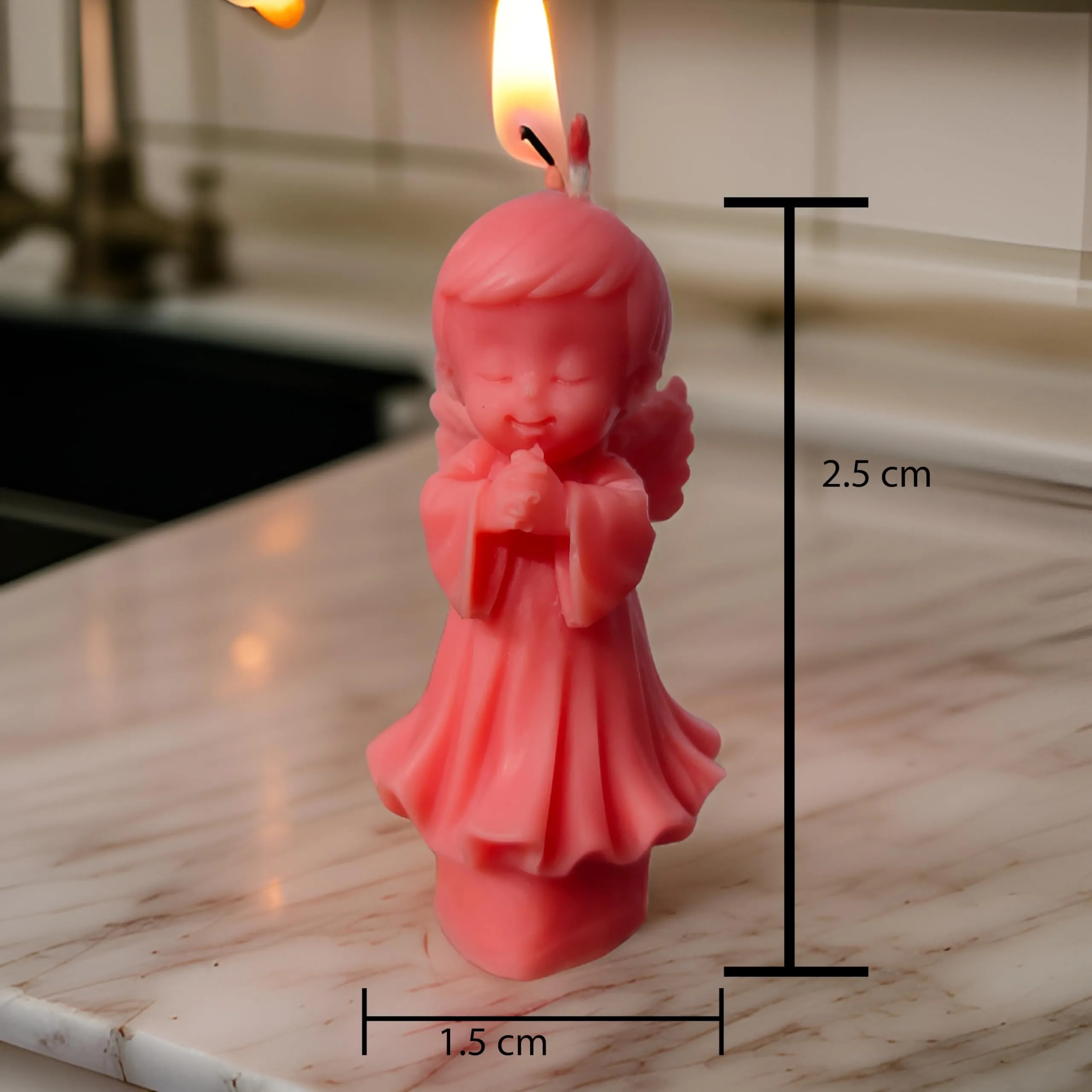 SS Enterprise Organic Soy Wax Angel Candle, Romantic Night, Home Decor Candle, giftable | Smoke-Free Pillar| Set of 1 |