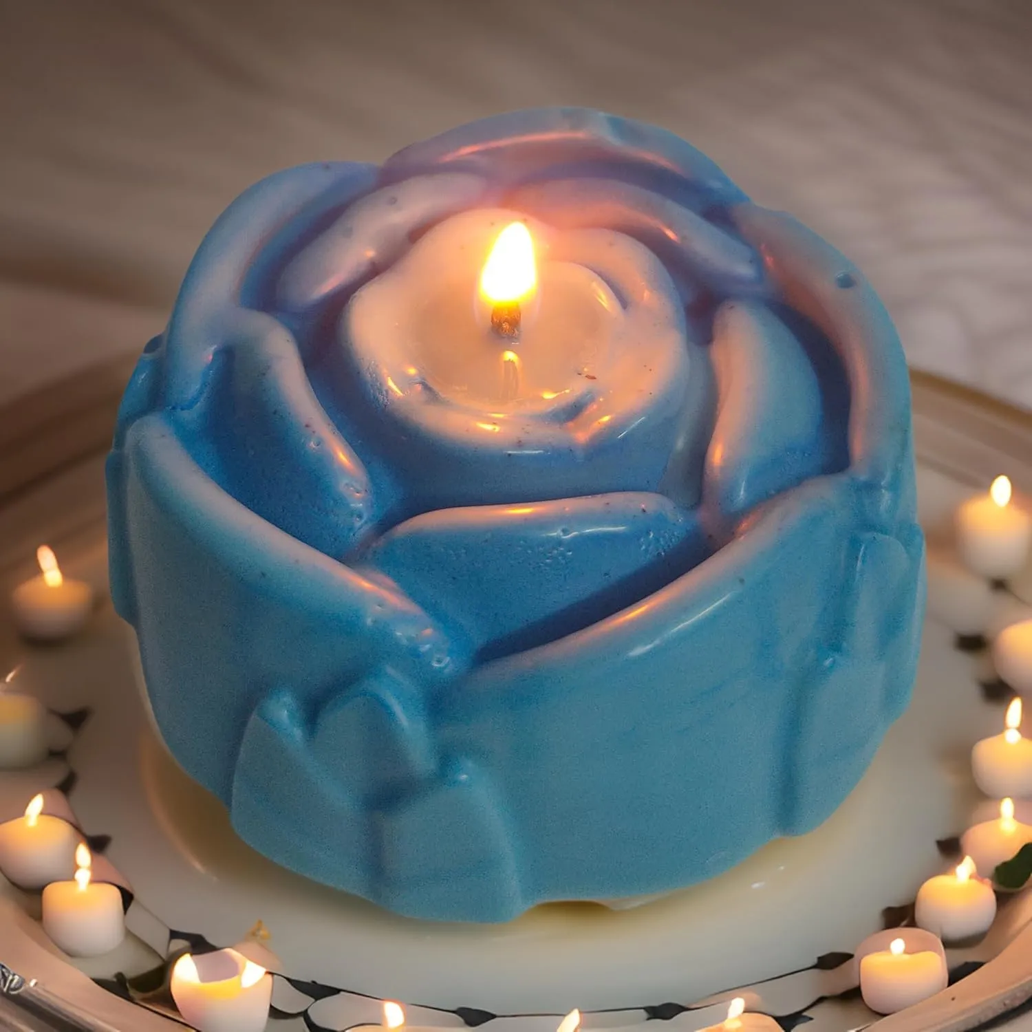 Rose Shaped Fragrance Candles for Home Decor, Smoke-Free, Romantic Night Pillar Candles, Pack of