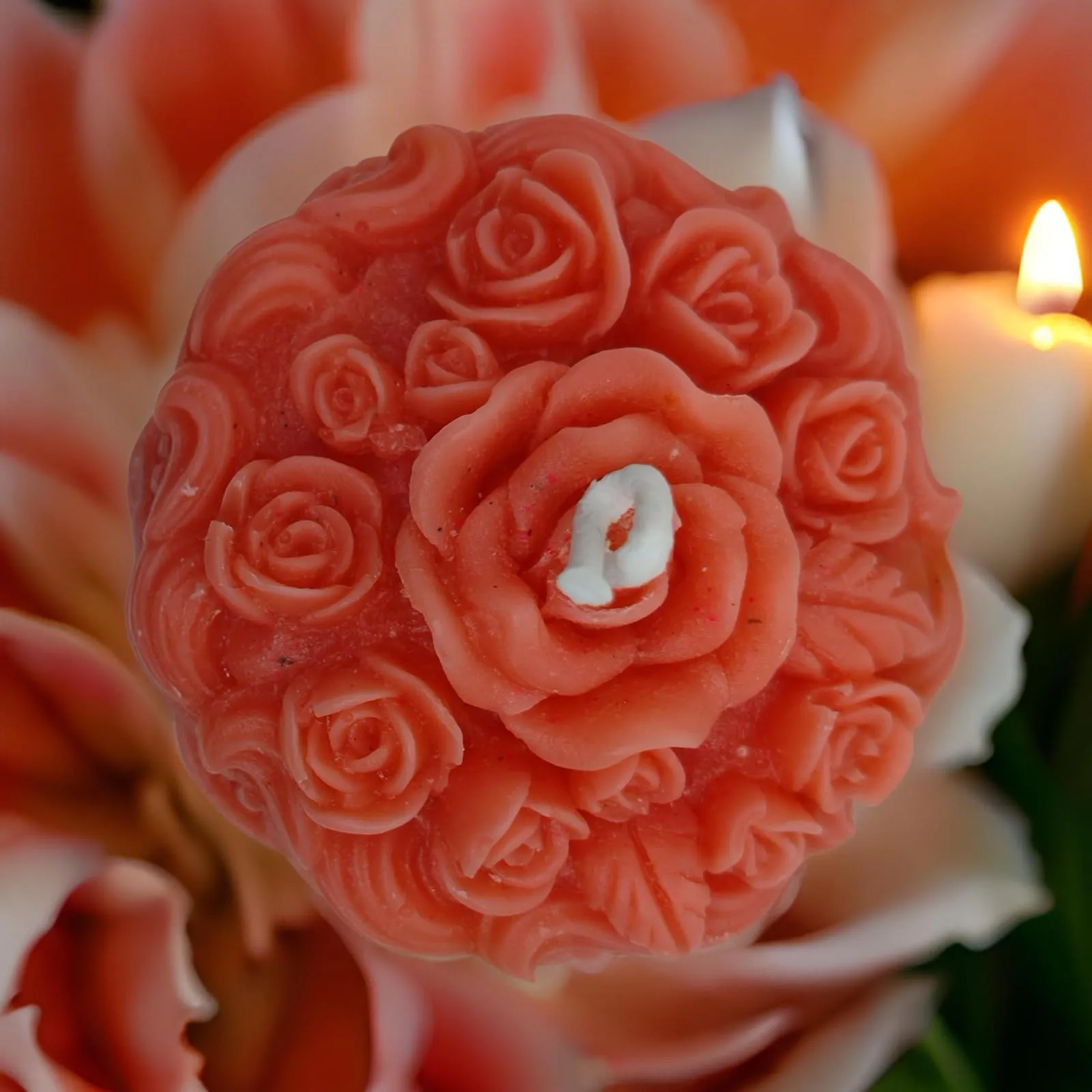 SS ENTERPRISE Decorative Large Rose Scented Candle | Diwali Rose Basket Candle | SOYA Wax | Scented Candle