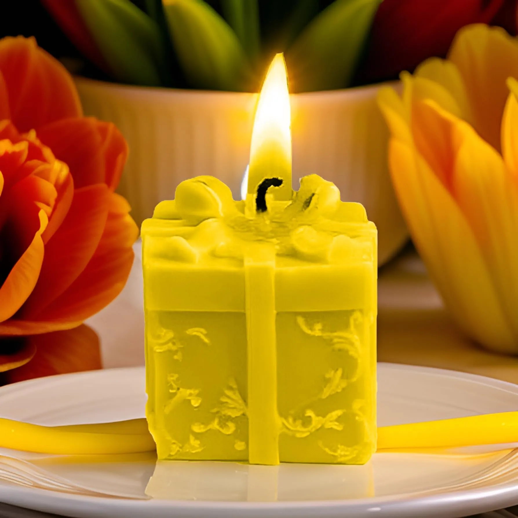 SS Enterprise Organic Soy Wax Gift Shape Candle for Home Decor | Scented Aromatic Fragrance Candles | Smoke-Free Pillar Candles