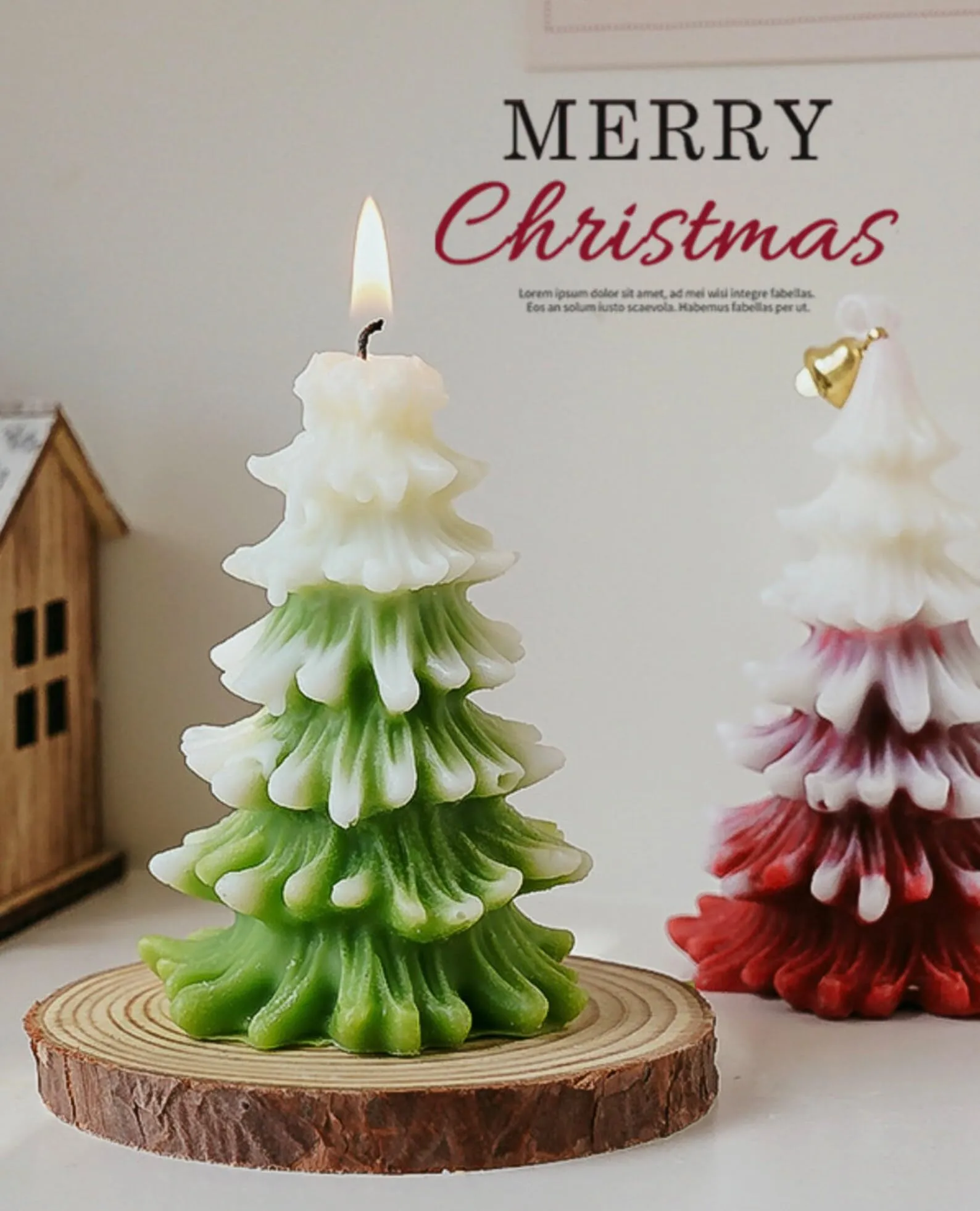 SS Enterprise Organic Soy Wax Christmas Tree Piller Candle for Decor | Christmas Tree Shaped Scented Aromatic Fragrance Candles | Smoke-Free Candle | Xmas Decoration Accessories