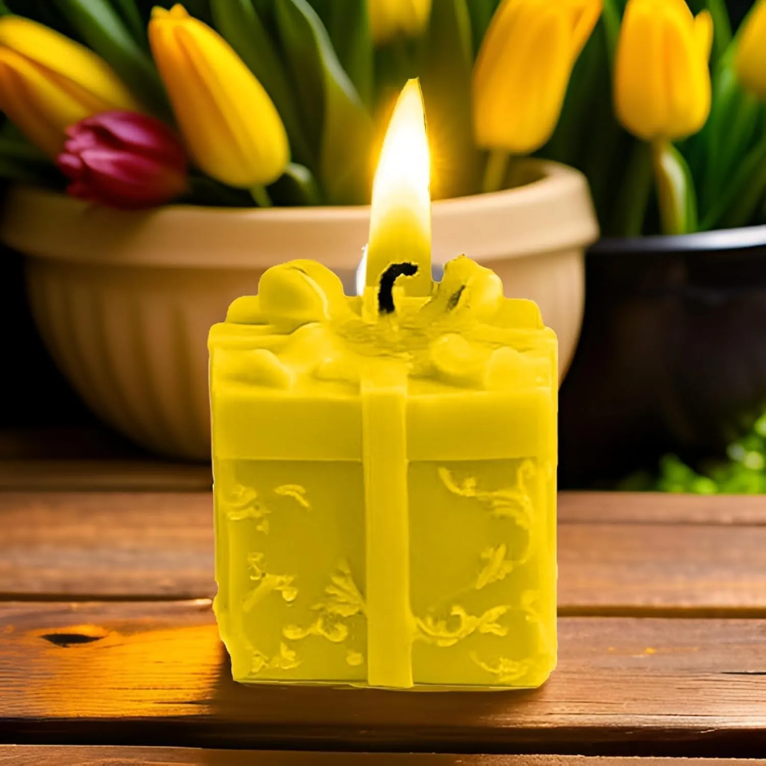 SS ENTERPRISE Organic Soy Wax Gift Shape Candle for Home Decor | Scented Aromatic Fragrance Candles | Smoke-Free Pillar Candles