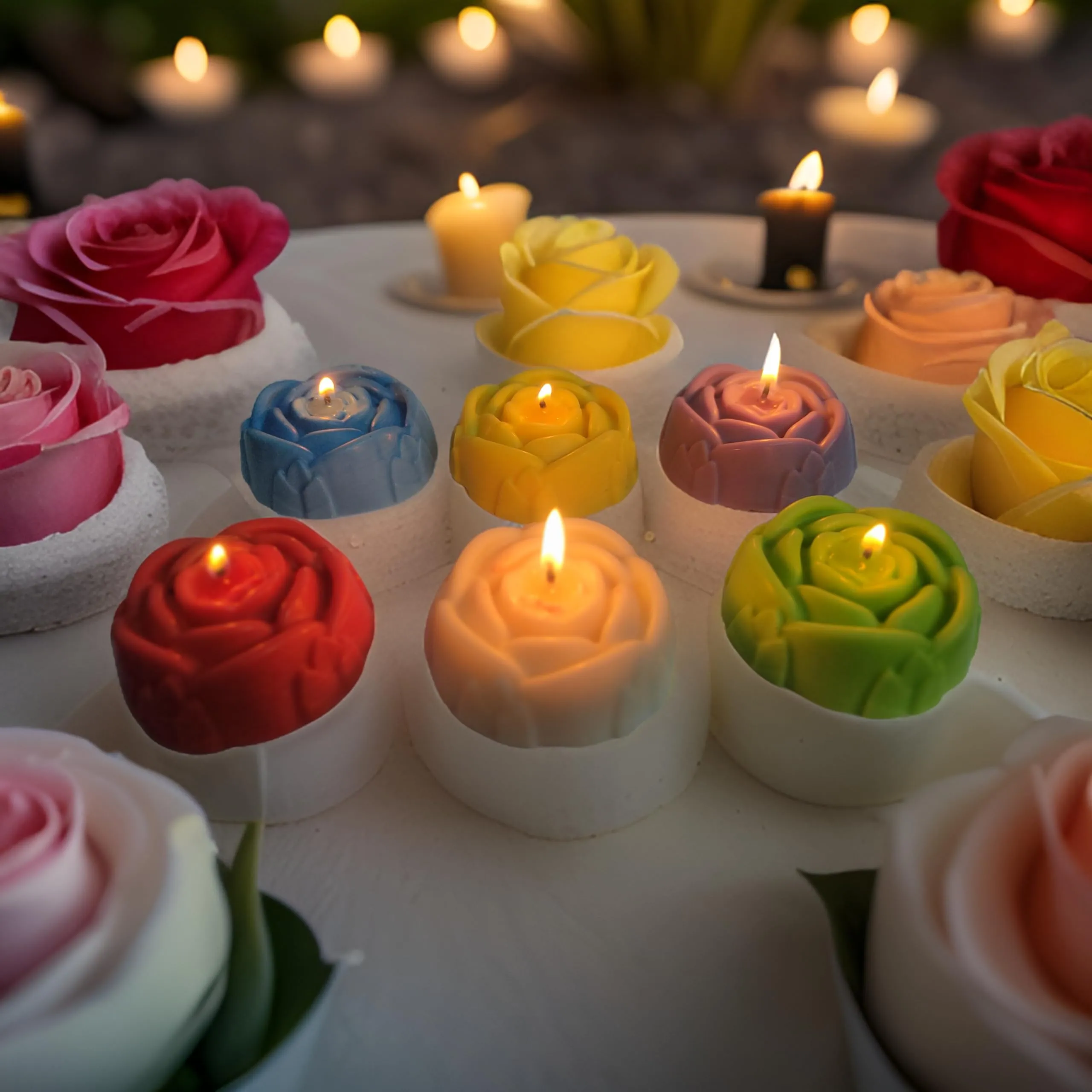 Rose Fragrance Pillar Soy Wax Organic Candles| Rose Shape Scented Candles Perfect for Home Decor,Birthday,Wedding| Smokeless