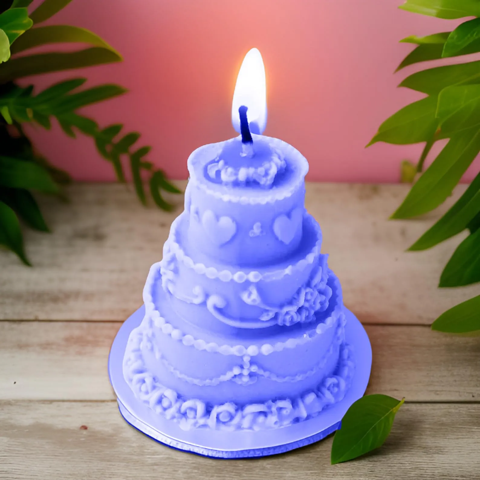 SS Enterprise Organic Soy Wax Cake Shape Designer Candle for Decoration | Scented Aromatic Fragrance Candles | Smoke-Free Cake | Birthday Candle