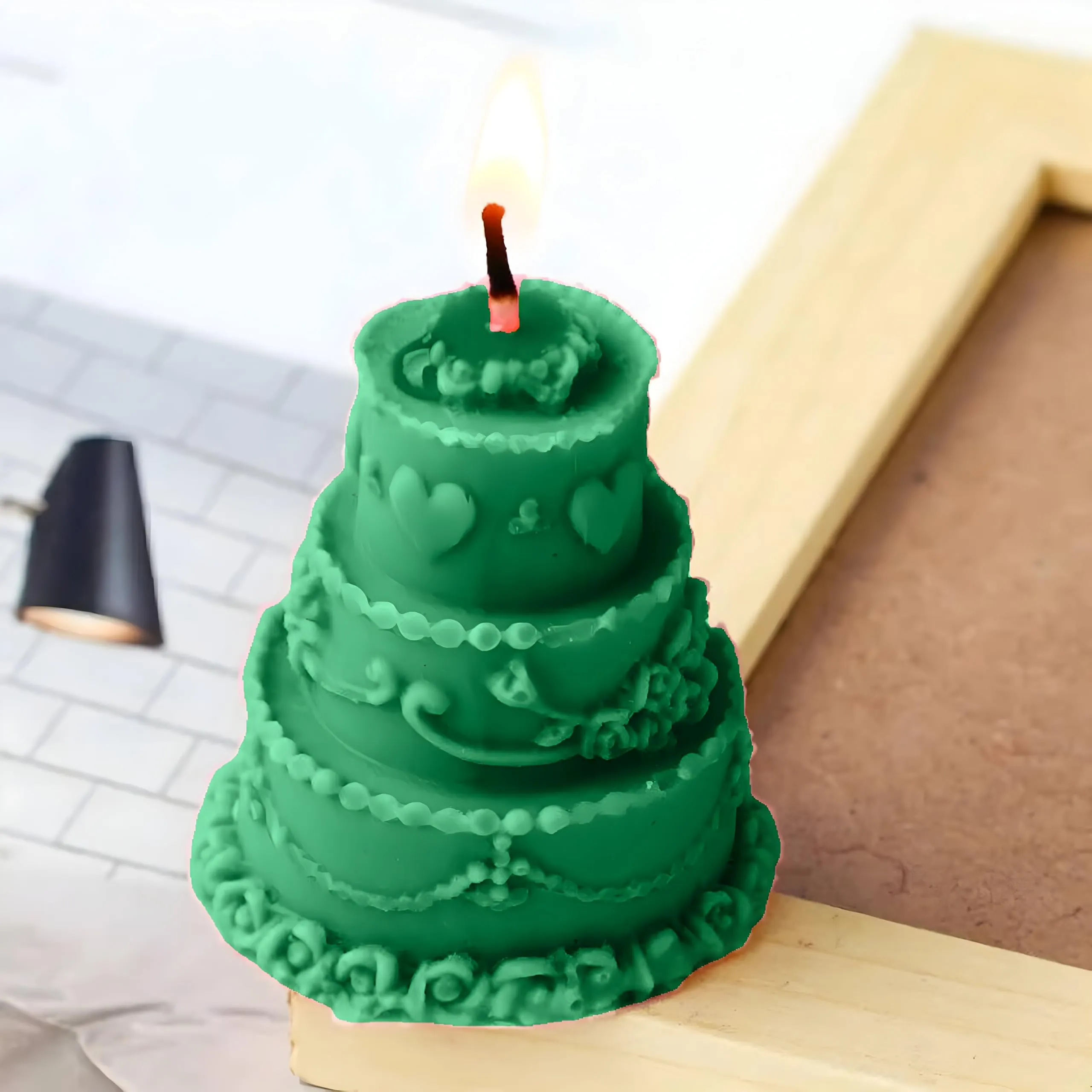 SS Enterprise Organic Soy Wax Cake Shape Designer Candle for Decoration | Scented Aromatic Fragrance Candles | Smoke-Free Cake| Birthday Candle