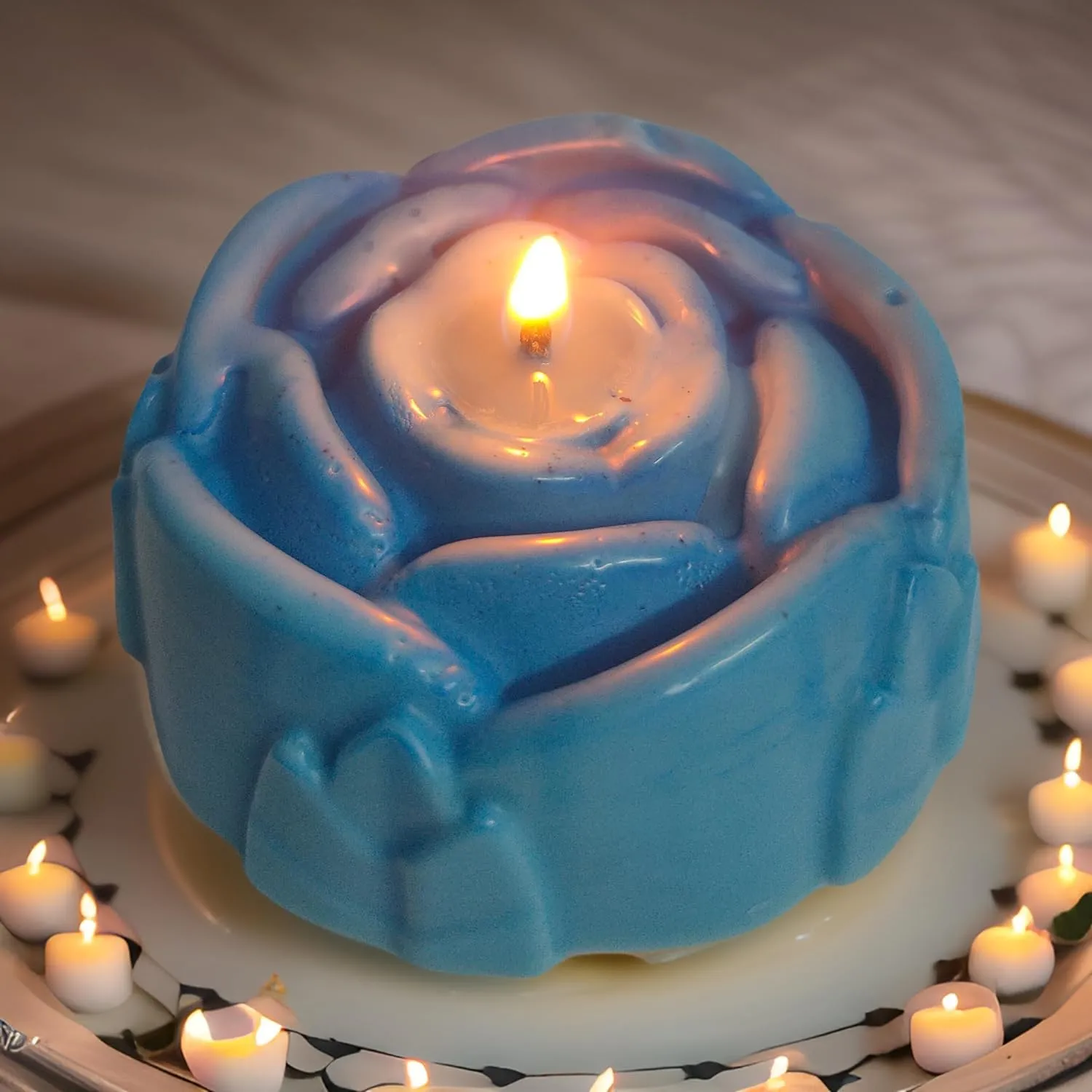 SS Enterprise Rose Shaped Soy Wax Organic Floating Tea Light Candles, Diwali Decoration, Christmas Festivals, Small Size