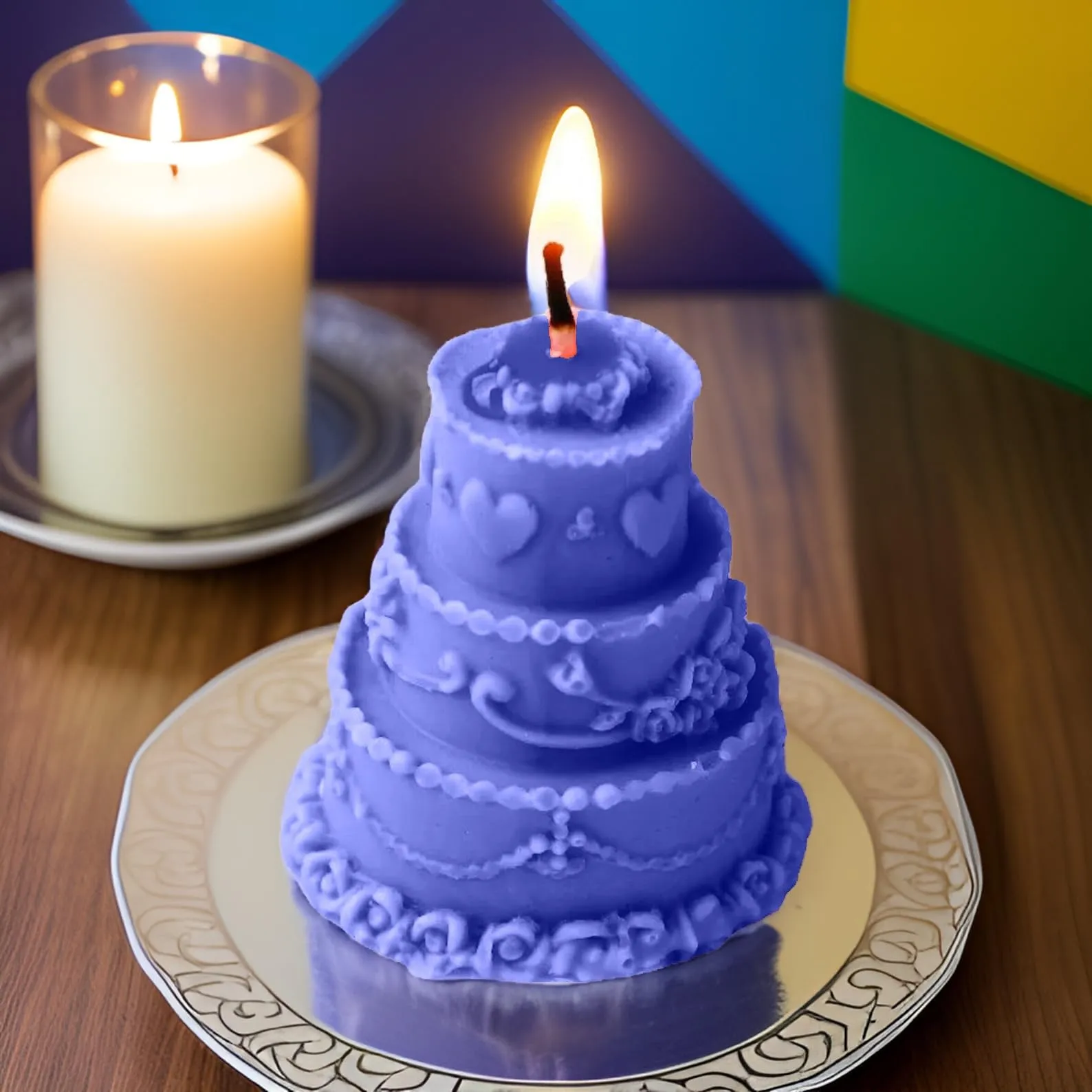 SS Enterprise Organic Soy Wax Cake Shape Designer Candle for Decoration | Scented Aromatic Fragrance Candles | Smoke-Free Cake| Birthday Candle