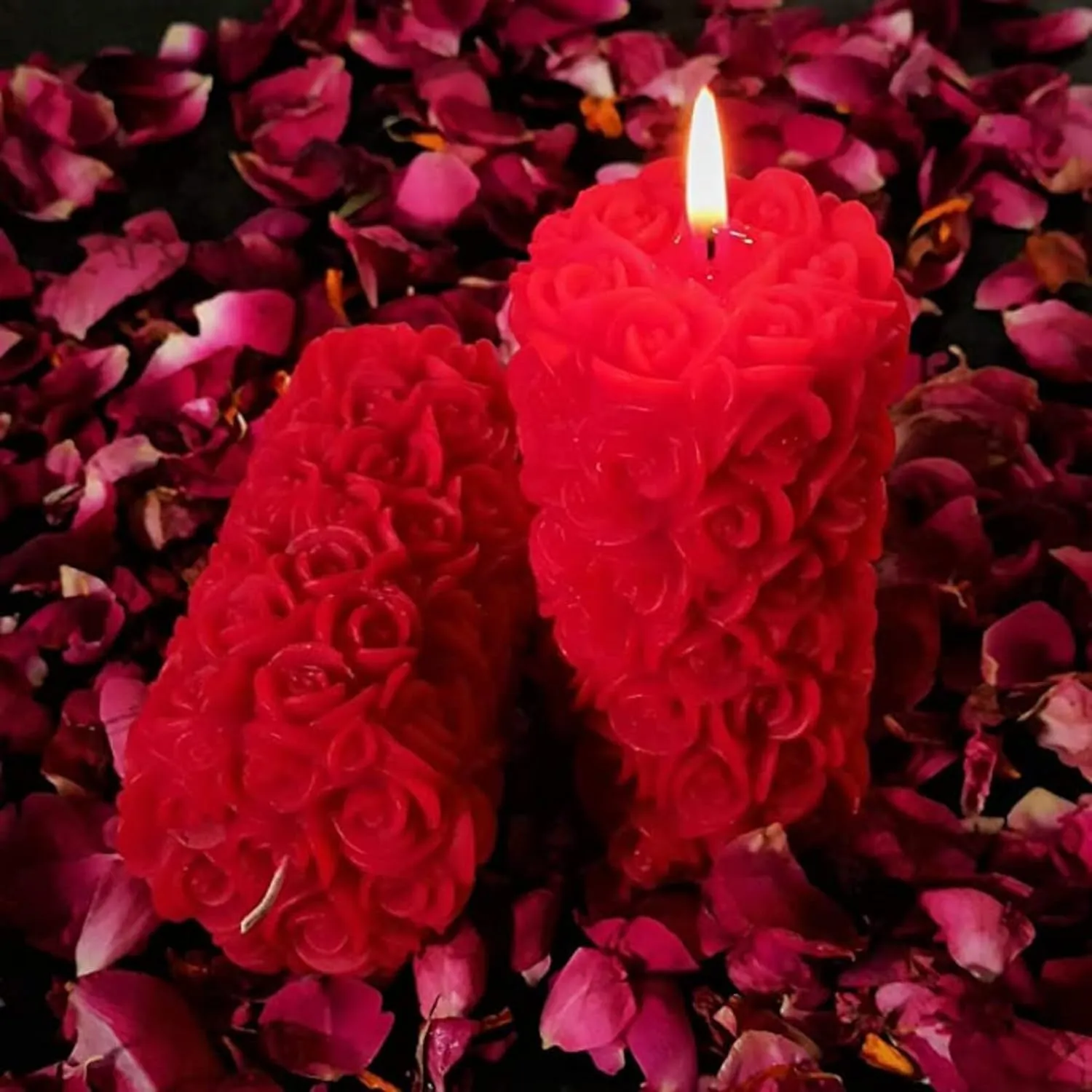 Rose Shaped Fragrance Candles for Home Decor, Smoke-Free, Romantic Night Pillar Candles, Pack of 2 Candle