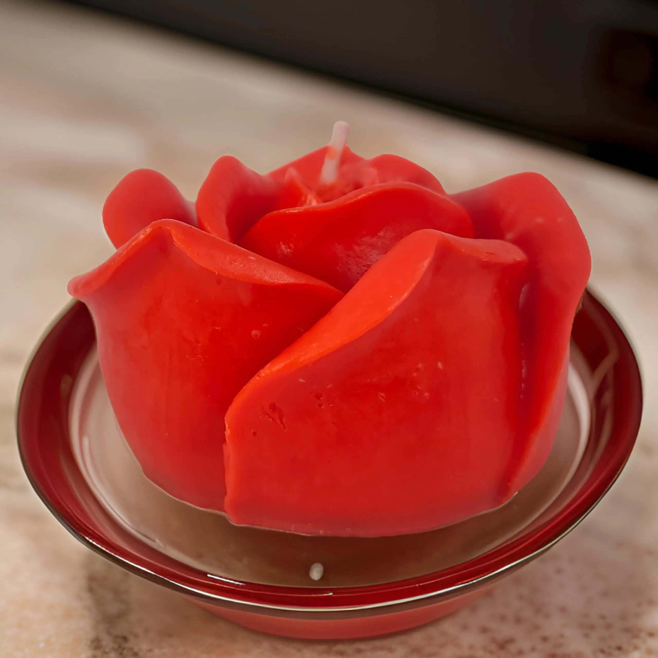 Rose Flower Shape for Home Decor | Romantic Fragrance | Smoke-Free | Romantic Night Pillar Candle (Pack of 1, Red)