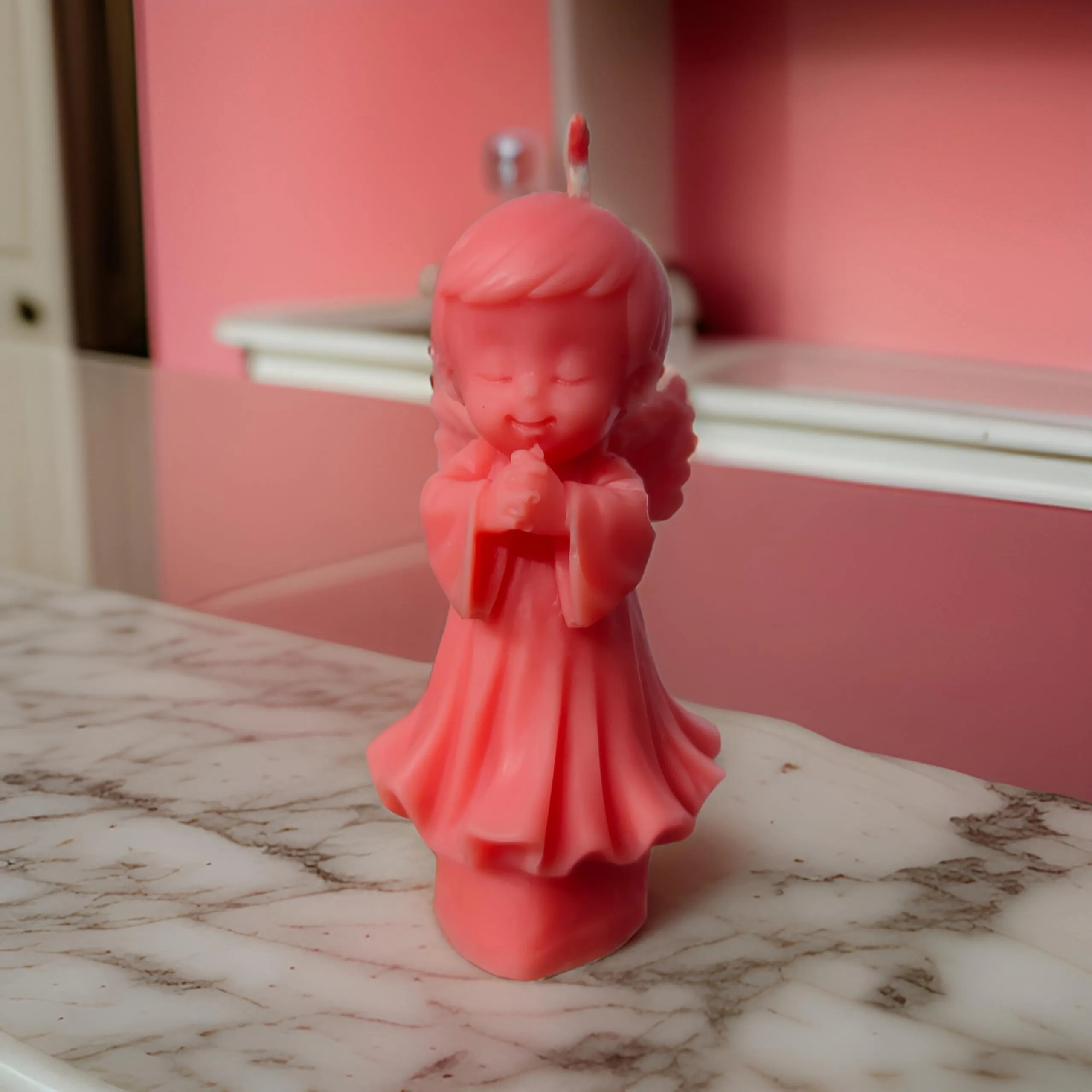 SS Enterprise Organic Soy Wax Angel Candle, Romantic Night, Home Decor Candle, giftable | Smoke-Free Pillar| Set of 1 |