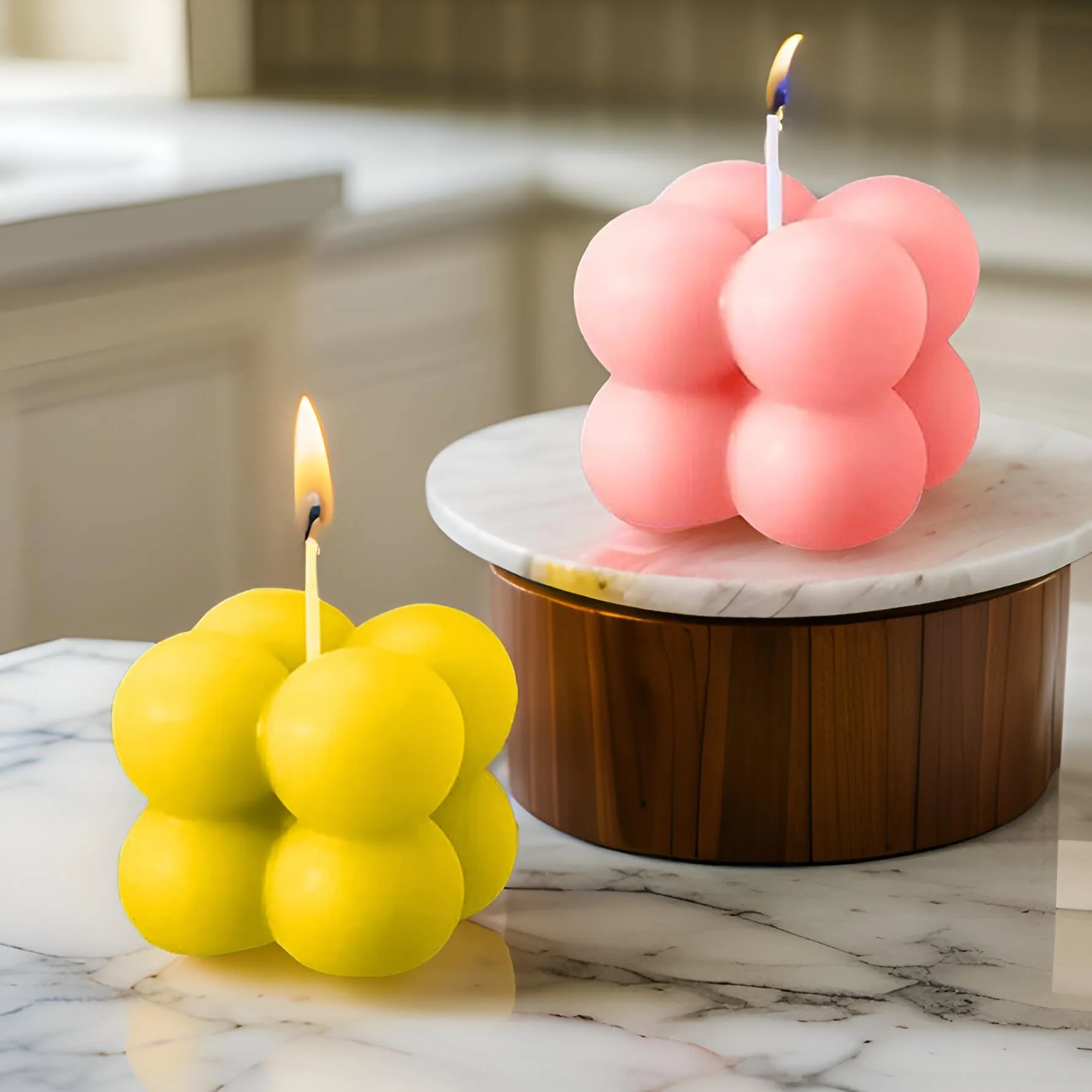 SS Enterprise Organic Soy Wax Bubble Candle for Home Decor | Scented Aromatic Fragrance Candles | Smoke-Free Pillar Candle