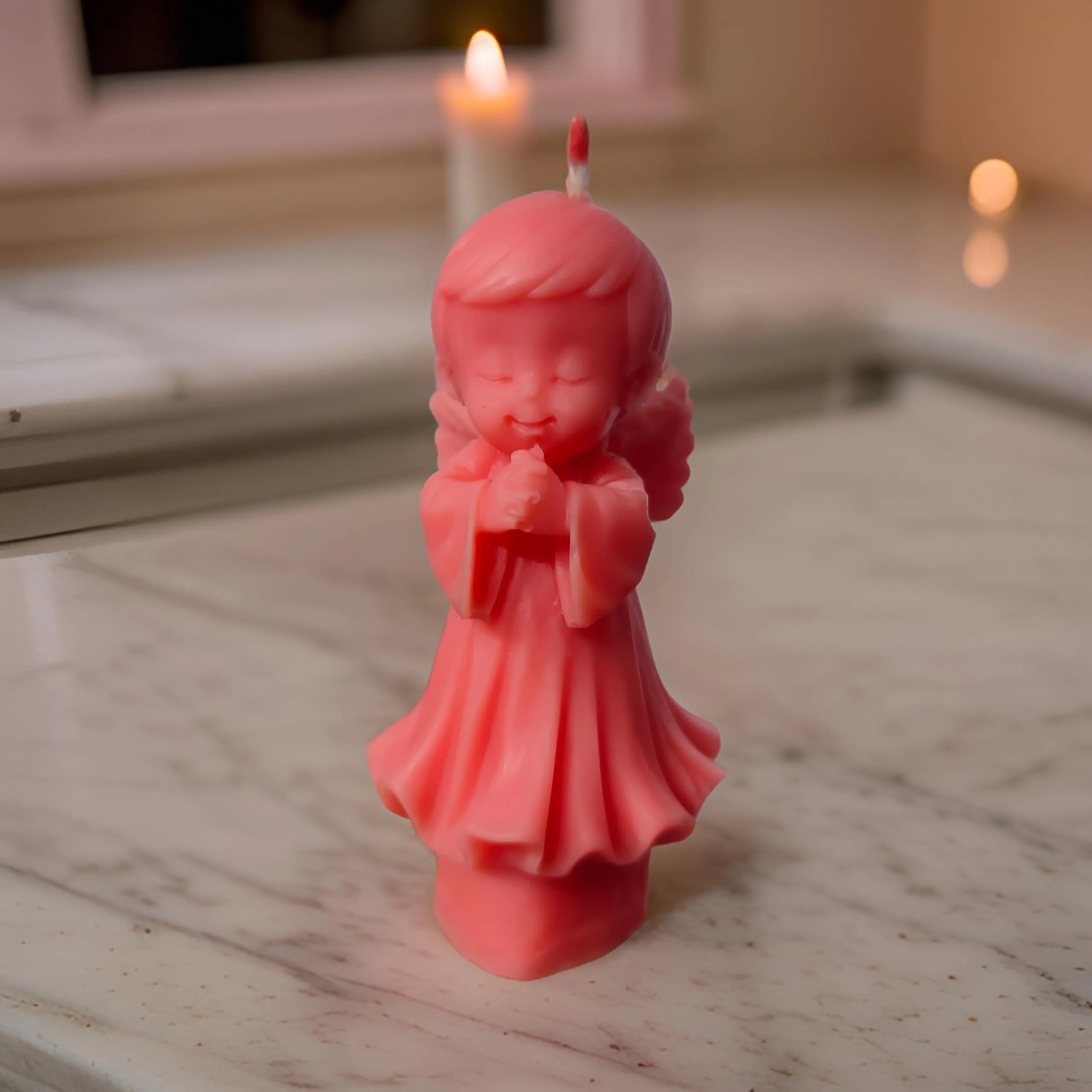 SS Enterprise Organic Soy Wax Angel Candle, Romantic Night, Home Decor Candle, giftable | Smoke-Free Pillar| Set of 1 |