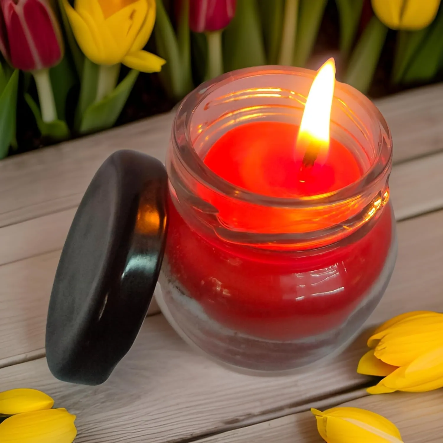 SS Enterprise Organic SOYA Wax Candles for Home Decor, Diwali, Valentine's Day, 44 Hours Burn Time, Set of 5, Stainless Steel Jars