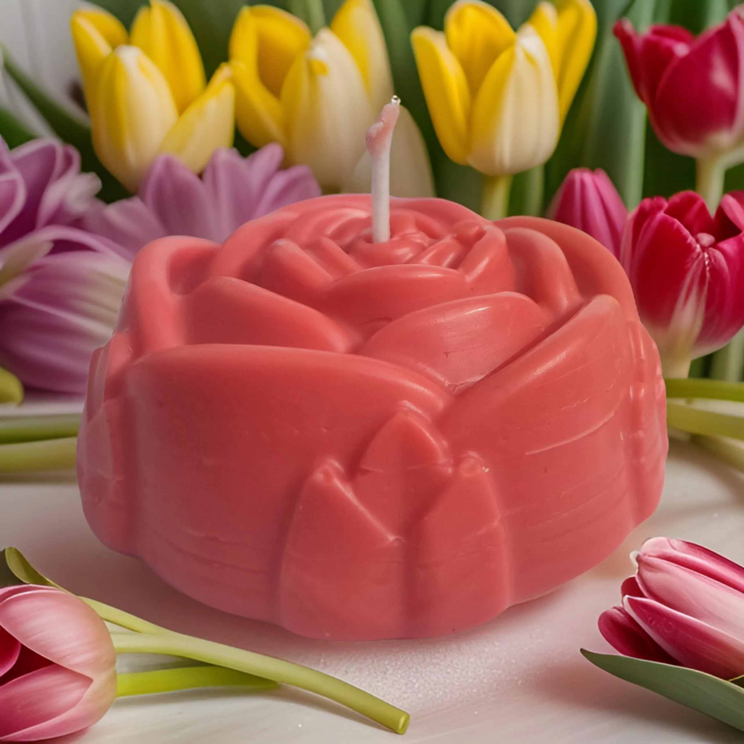 Rose Fragrance Pillar Soy Wax Organic Candles| Rose Shape Scented Candles Perfect for Home Decor,Birthday,Wedding| Smokeless