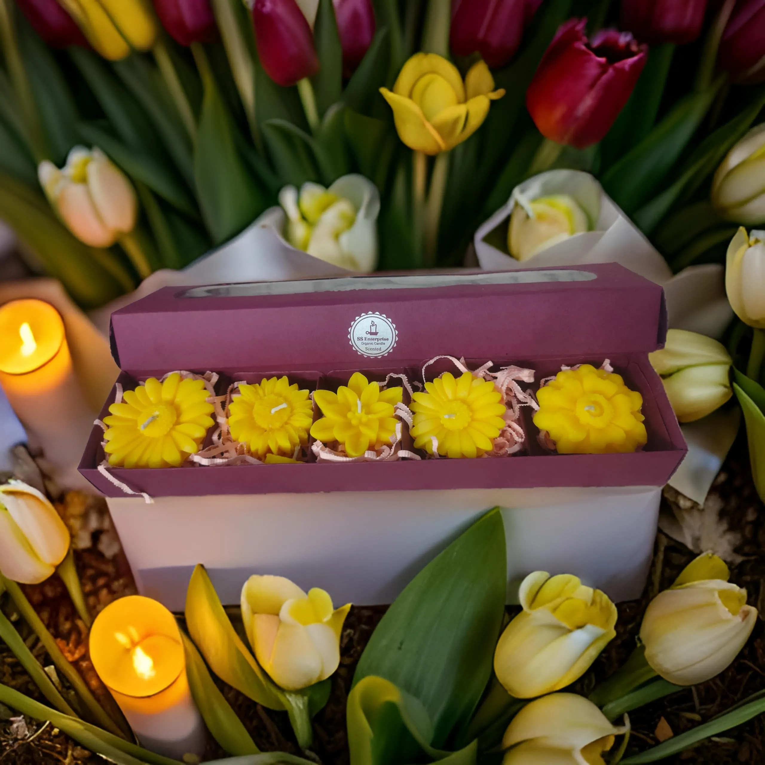 SS Enterprise Floating Candle, SOYA Wax Candles, Organic Candles, Diwali Candles Set of 6