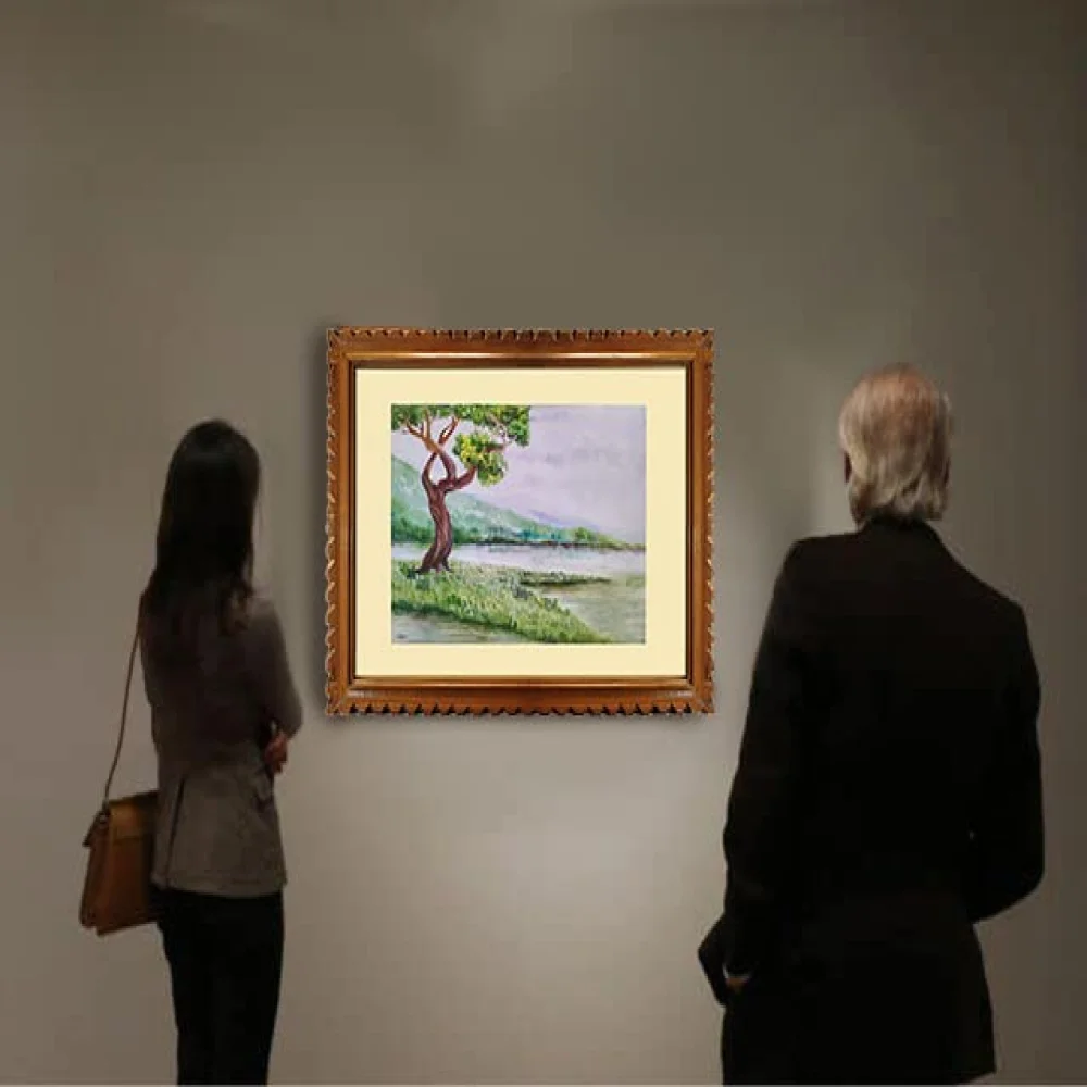 EMPEROR ART GALLERY, Original Handmade Water Painting With Teak Wood Frame For Wall(27x21) Inch