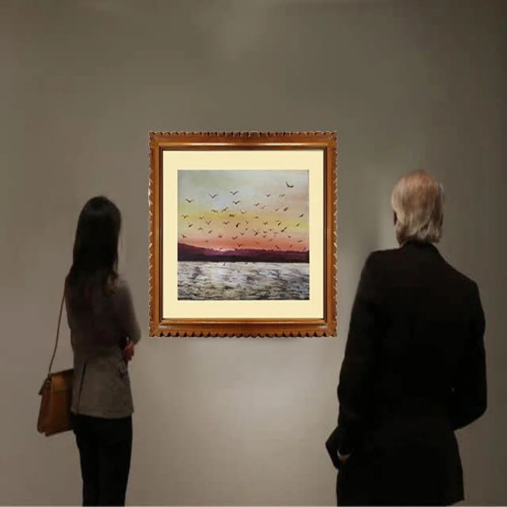 EMPEROR ART GALLERY, Original Handmade Water Painting With Teak Wood Frame For Living Room(19x22) In