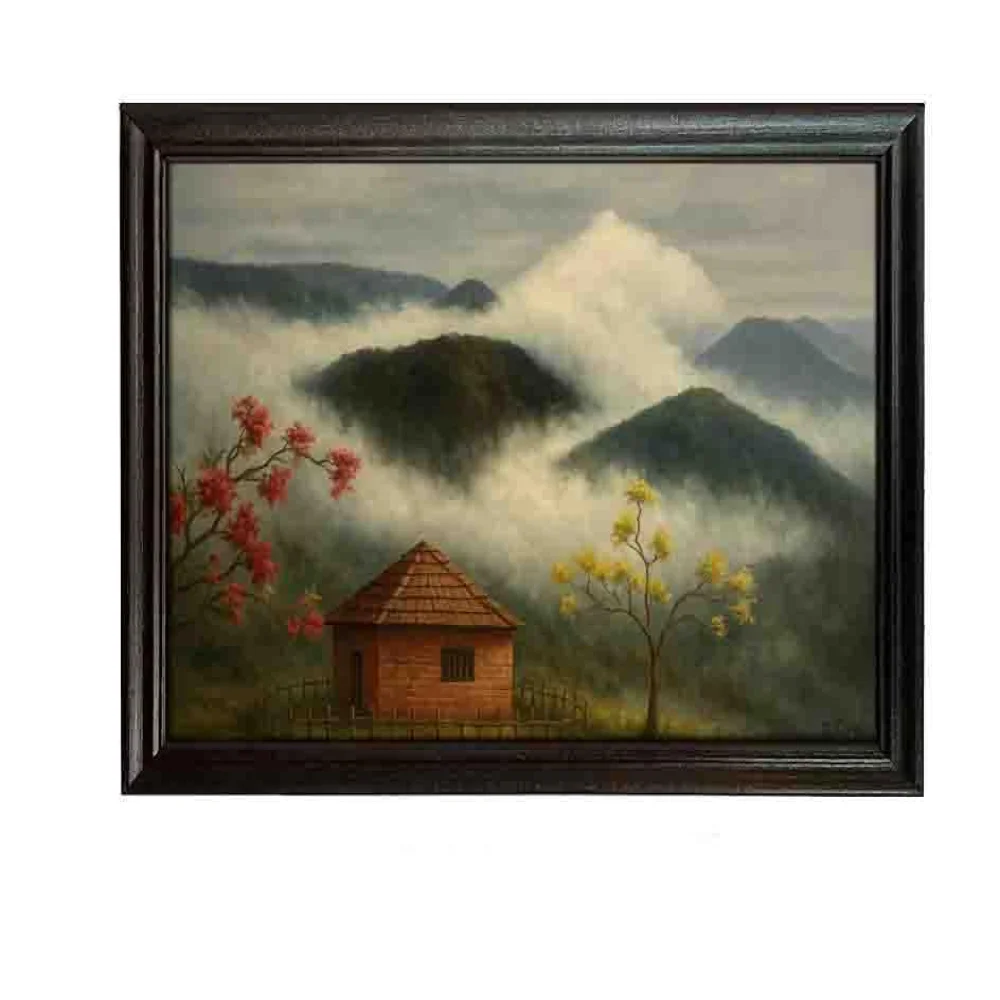 EMPEROR ART GALLERY®, Mountain Landscape Canvas Wall Art, Premium Black Wooden Frame, 58.4 x 40.6 cm