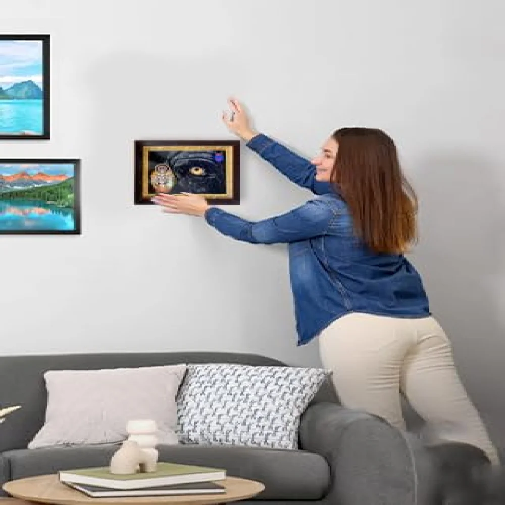 EMPEROR ART GALLERY®,Drishti Ganapathi Religious Wall Art, 16.4 x 13.6 inch, Premium Wooden Frame with Gold Border, Laminated Digital Print