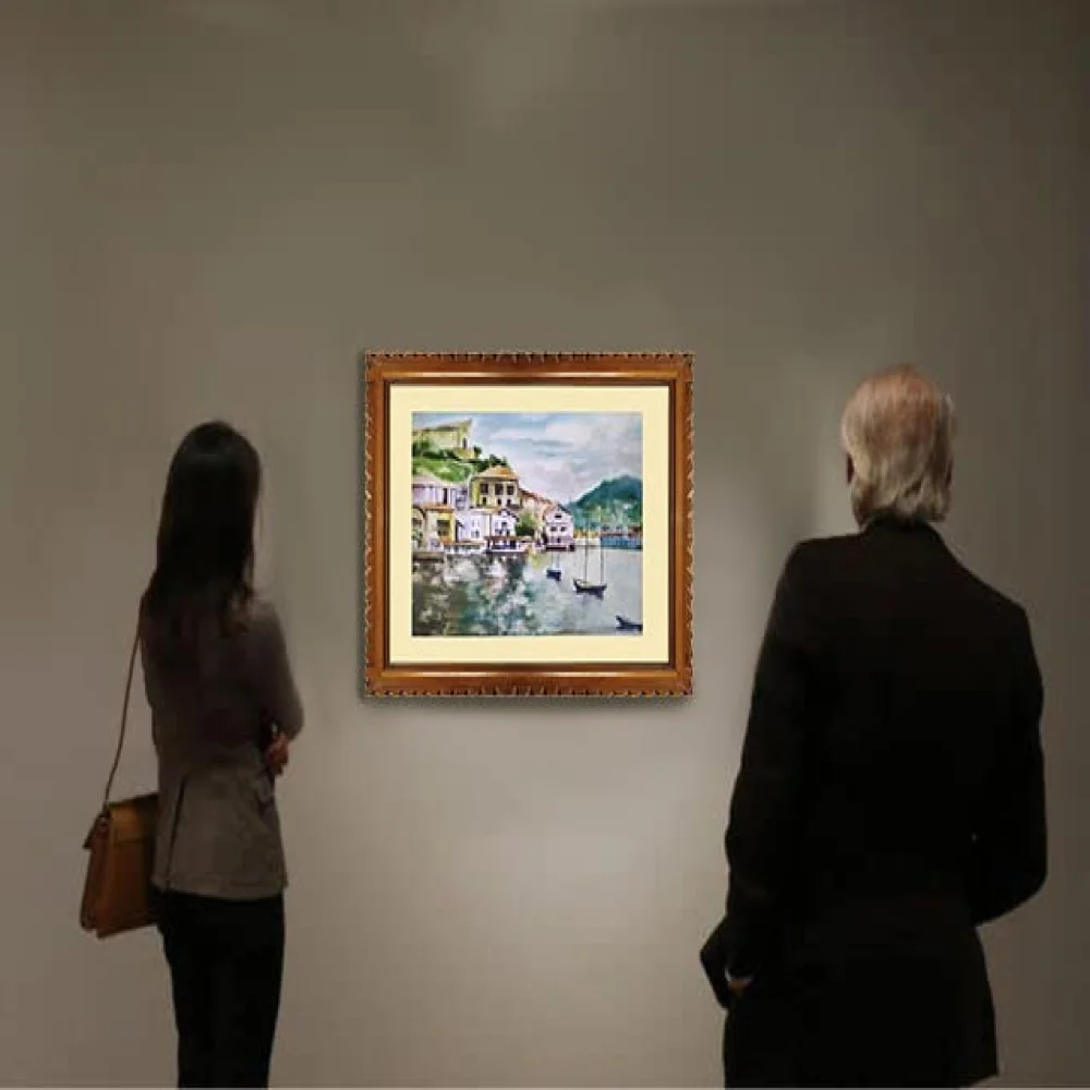 EMPEROR ART GALLERY, Original Handmade Water Painting With Teak Wood Frame For Wall(19x23) In