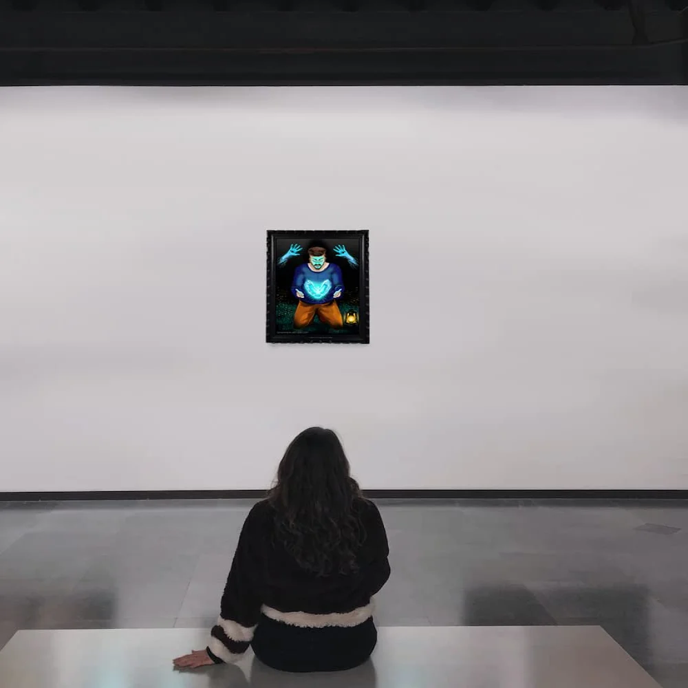 Mperor, Strange Laminated Digital print With Wood Frame For Wall (18x13.6) in