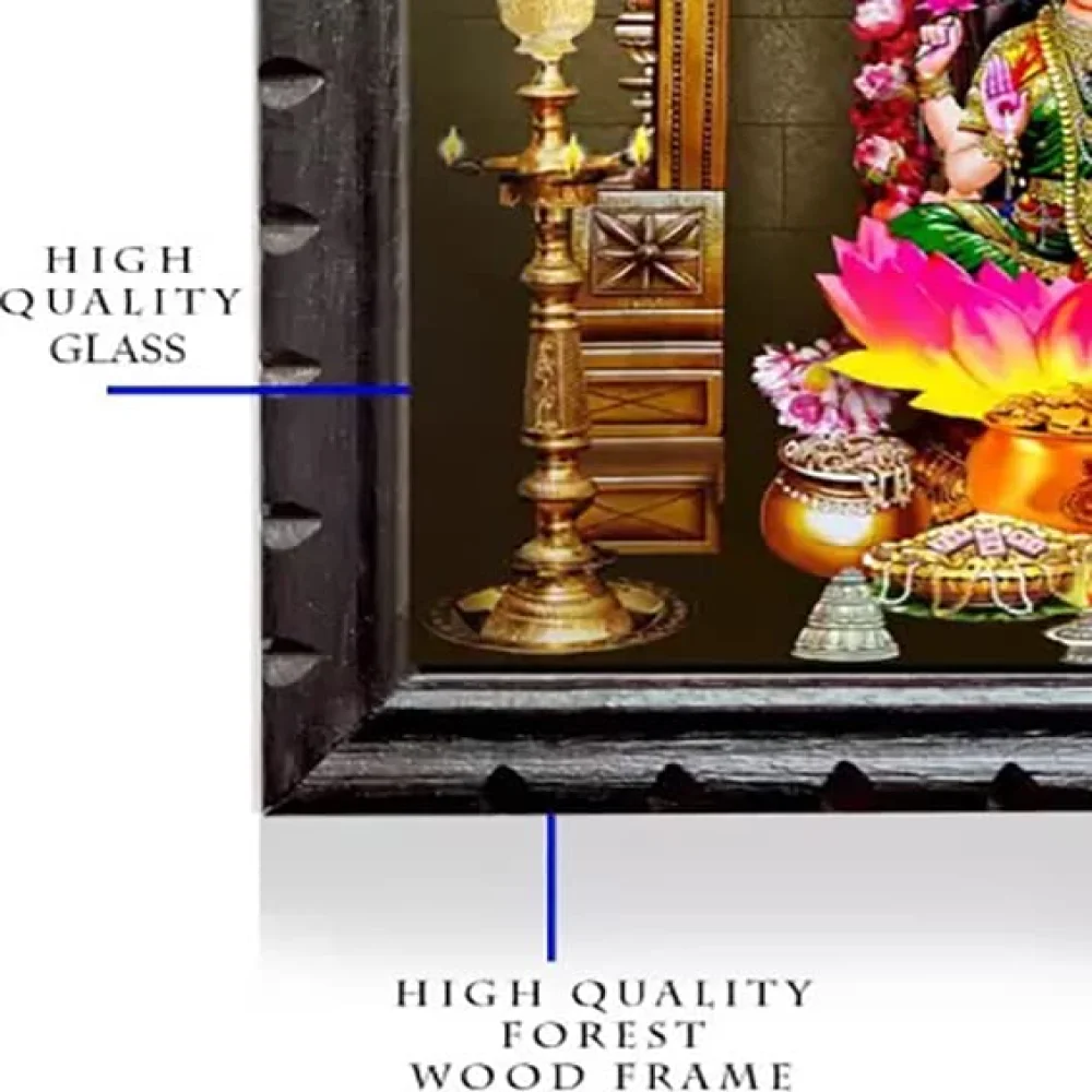 mperor God Venkateswara Swamy With Lakshmi Photo Frame # Wood Frame With Glass# Size(14 X 10.7) in Religious Frame