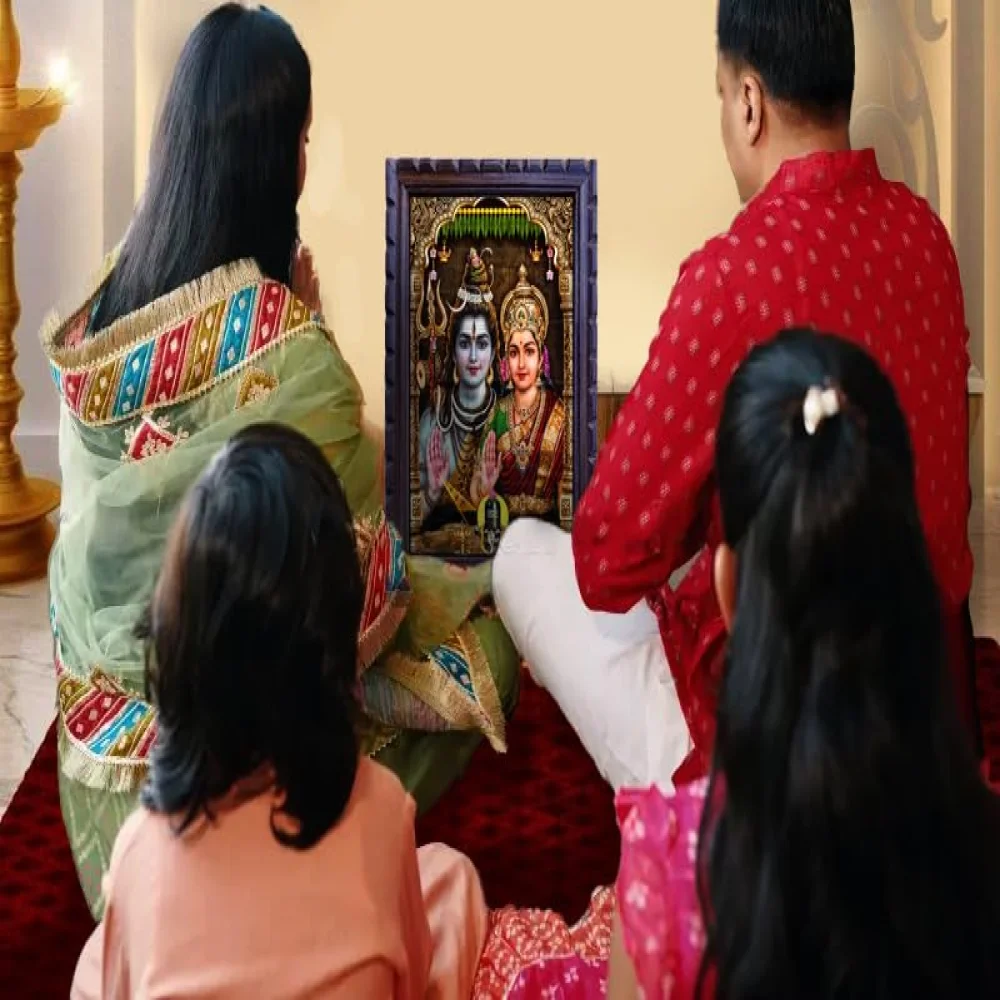 EMPEROR ART GALLERY®, Shiva Parvati Religious Wall Art, Premium Wooden Frame with Carved Design