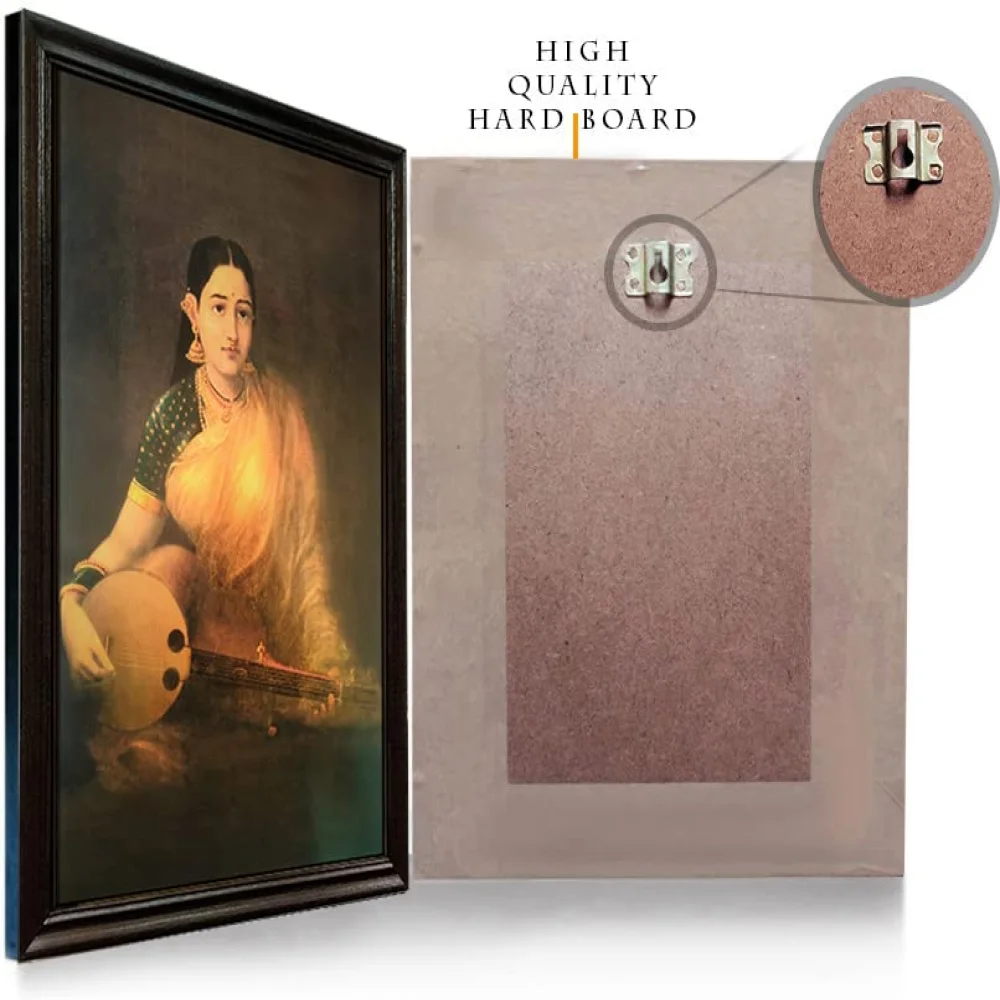 'Lady with Swarbat'' Digital Reprint With Lamination And Wood Frame, Size(13.6 x19.2 Inch)