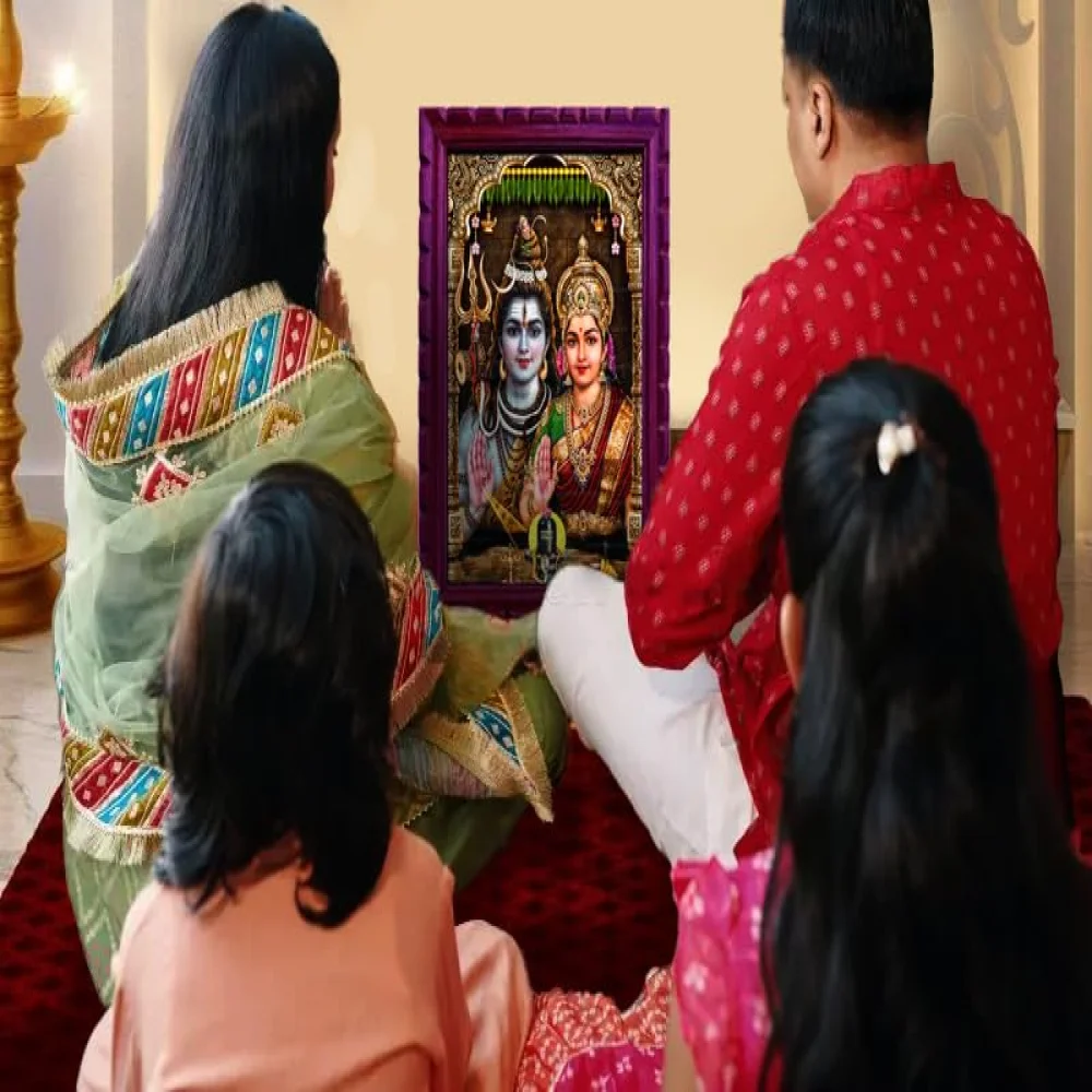 EMPEROR ART GALLERY®, Shiva Parvati Religious Wall Art, Premium Wooden Frame with Carved Design