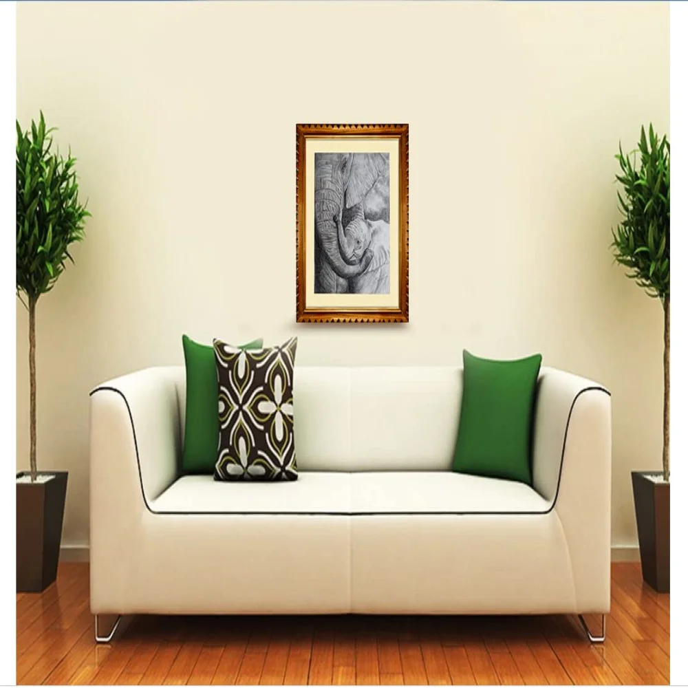 EMPEROR ART GALLERY, Original Handmade Pencil Drawing With Teak Wood Frame For Wall(22x18.6) In