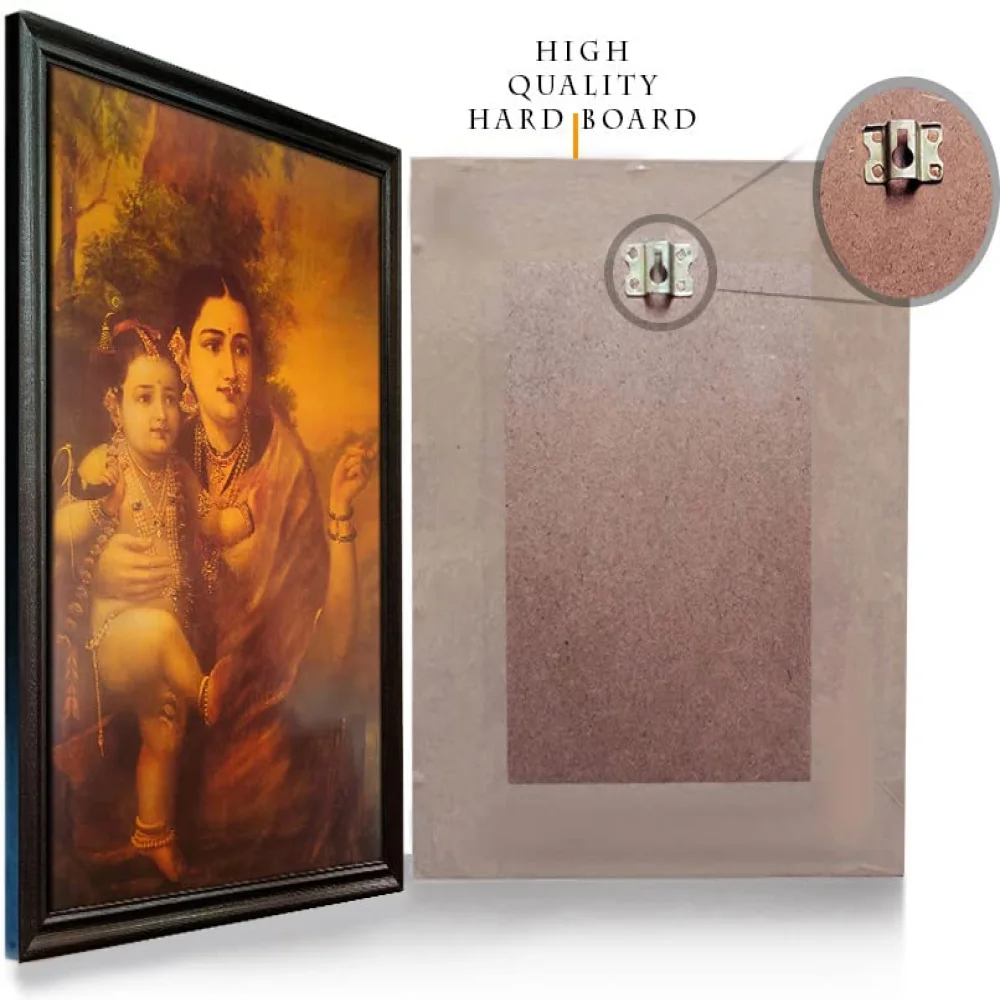 Mperor, ''Krishna Yashoda'' Laminated Digital Re-Print With Wood Frame(28x18) in