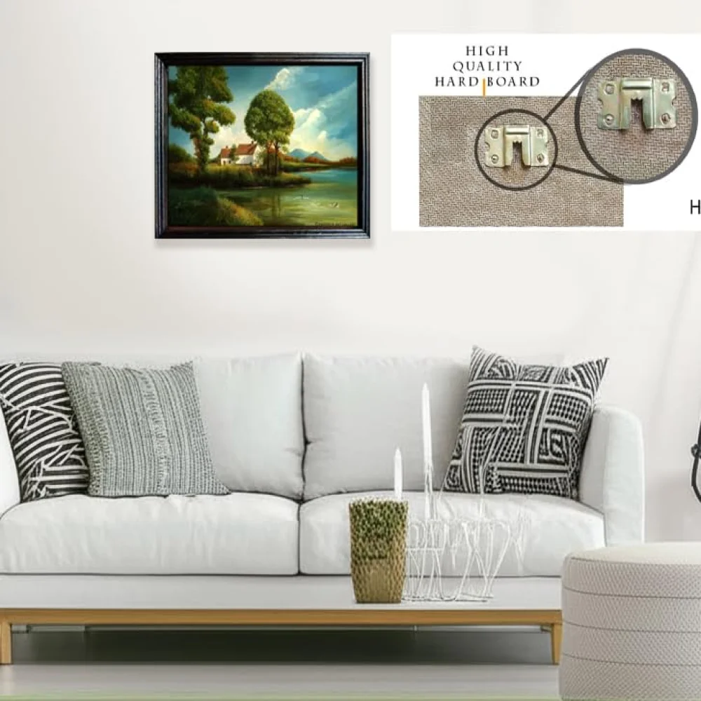 EMPEROR ART GALLERY®, Landscape Wall Art, Black Polished Wooden Frame, 44 x 33 cm, Nature Scene Painting