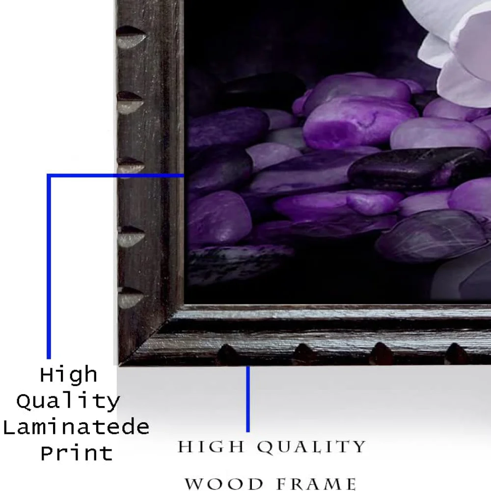 Mperor Flower Digital Re Print With Original Carving Designed Wood Frame Size 3 Peace (7.1x13) in