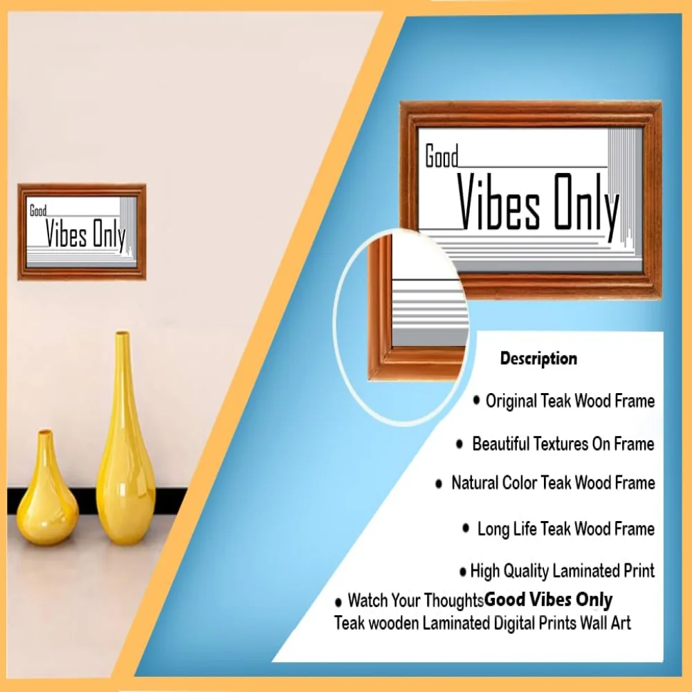 Mperor, GOOD VIBE OLNY wall Teak wood wall hanging (9.3x46)