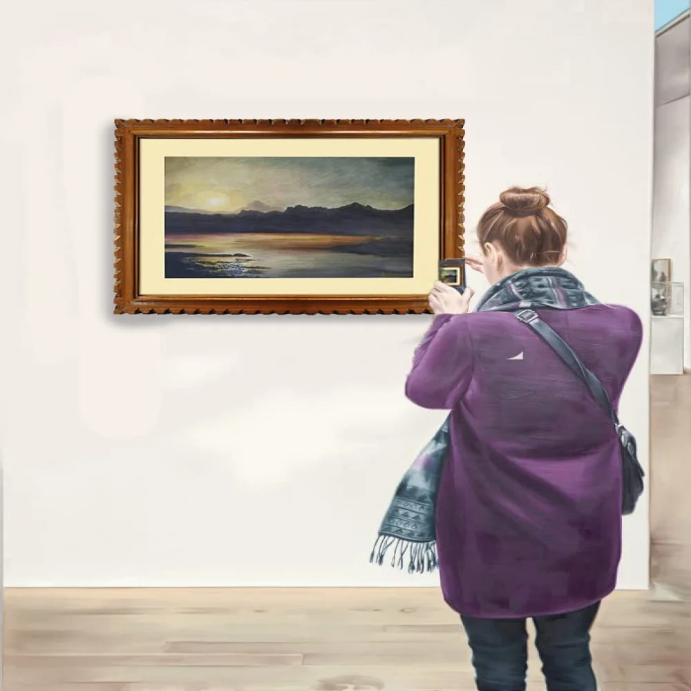 EMPEROR ART GALLERY, Original Handmade Water Painting With Teak Wood Frame For Wall(25x19) Inch