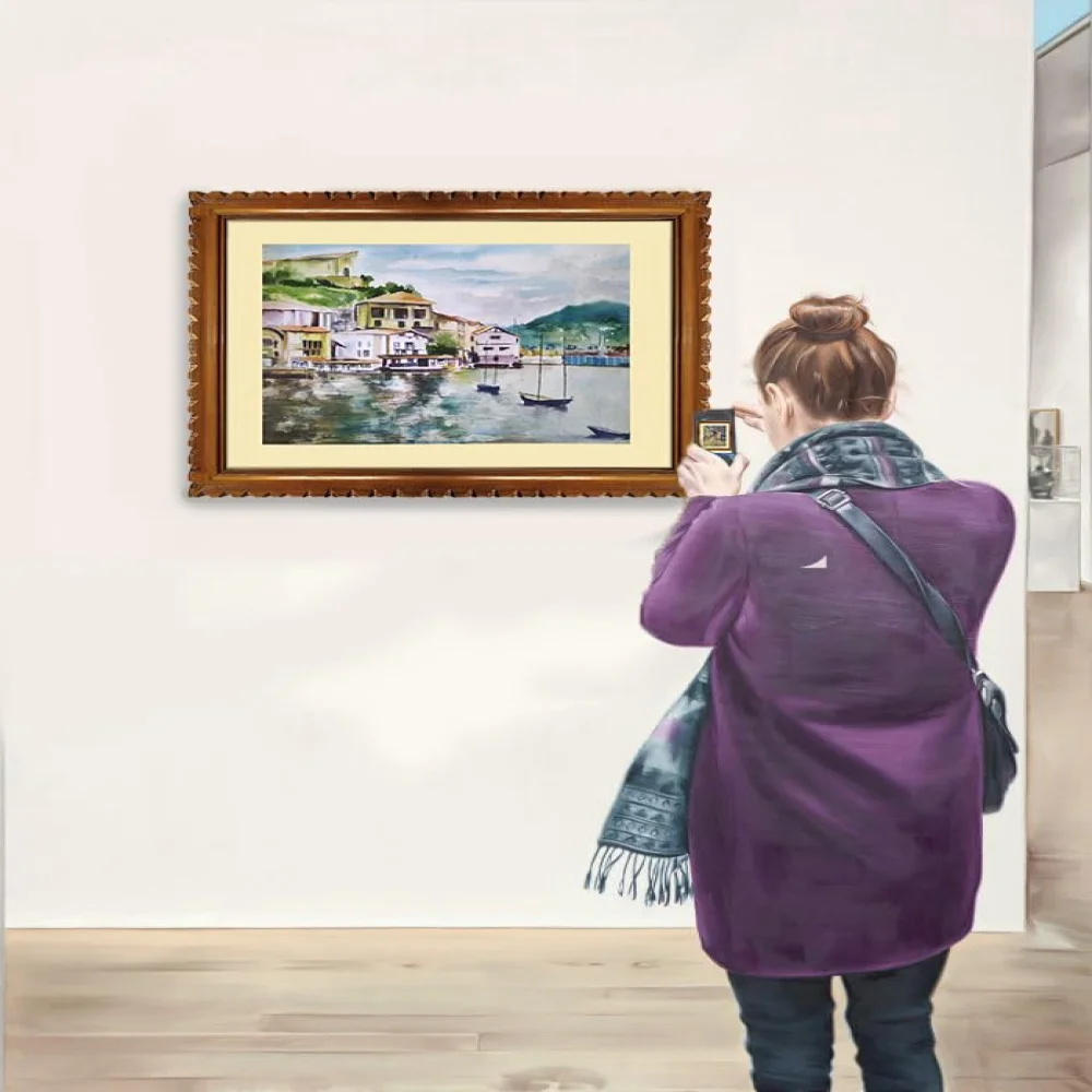 EMPEROR ART GALLERY, Original Handmade Water Painting With Teak Wood Frame For Wall(19x23) In