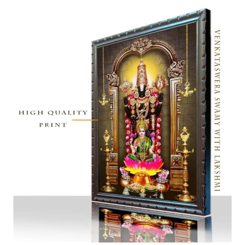 mperor God Venkateswara Swamy With Lakshmi Photo Frame # Wood Frame With Glass# Size(14 X 10.7) in Religious Frame