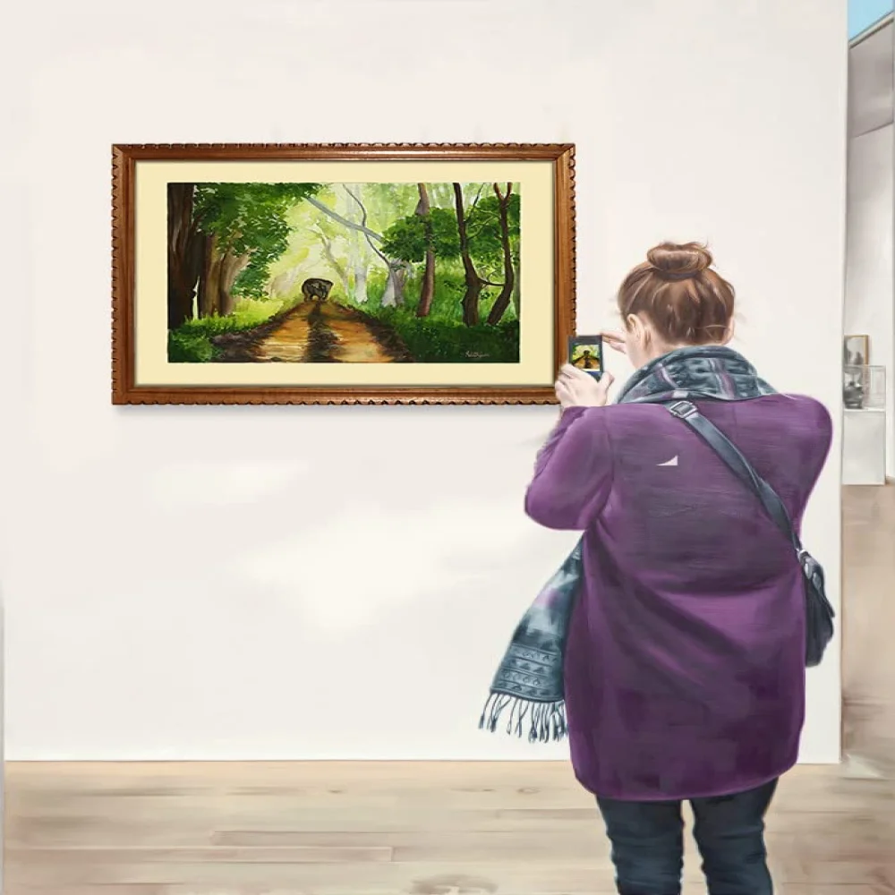 EMPEROR ART GALLERY, Original Handmade Water Painting With Teak Wood Frame For Wall(19.2x25.3) In