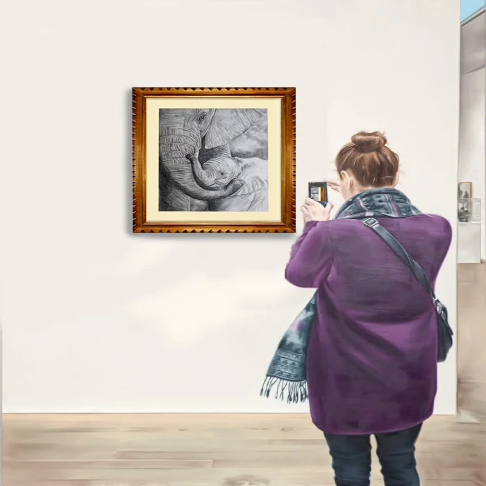 EMPEROR ART GALLERY, Original Handmade Pencil Drawing With Teak Wood Frame For Wall(22x18.6) In