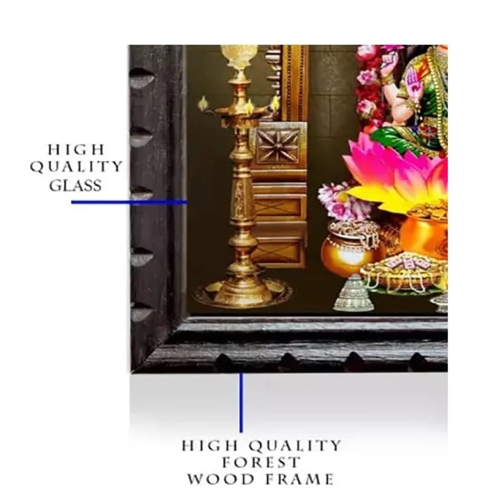 mperor God Venkateswara Swamy With Lakshmi Photo Frame # Wood Frame With Glass# Size(14 X 10.7) in Religious Frame