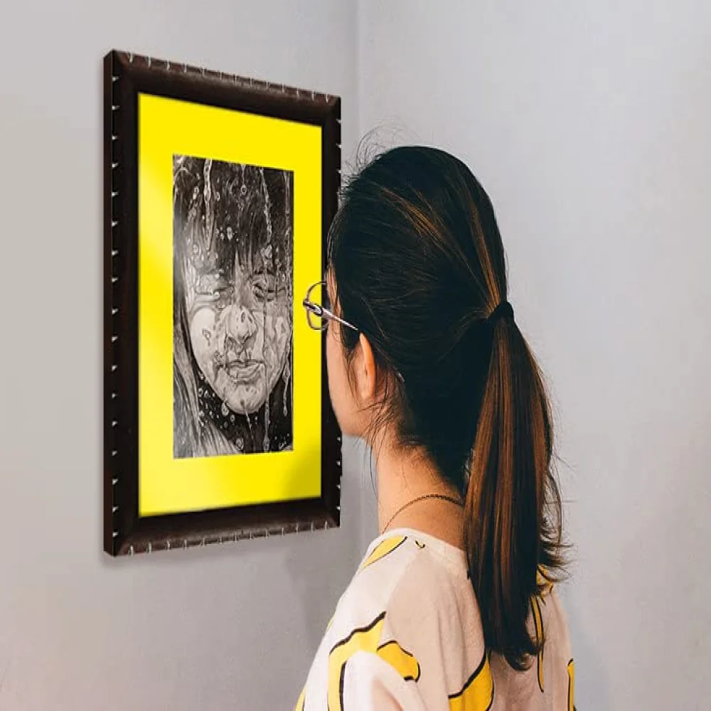 EMPEROR ART GALLERYThe Water Drops Original Handmade Pancil Drawing With Rose Wood Frame (18x14) in