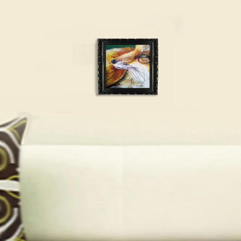 EMPEROR ART GALLERY,fox Handmade Acrylic Painting On canvas With Wooden Frame (7x5.6) In