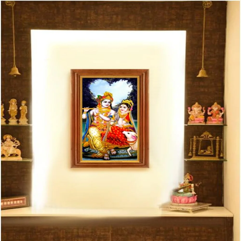 Lord Radha Krishna Digital Re-Print With Teak Wood Frame