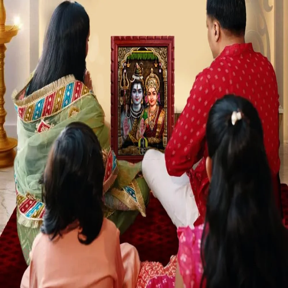 EMPEROR ART GALLERY®, Shiva Parvati Religious Wall Art, Premium Wooden Frame with Carved Design