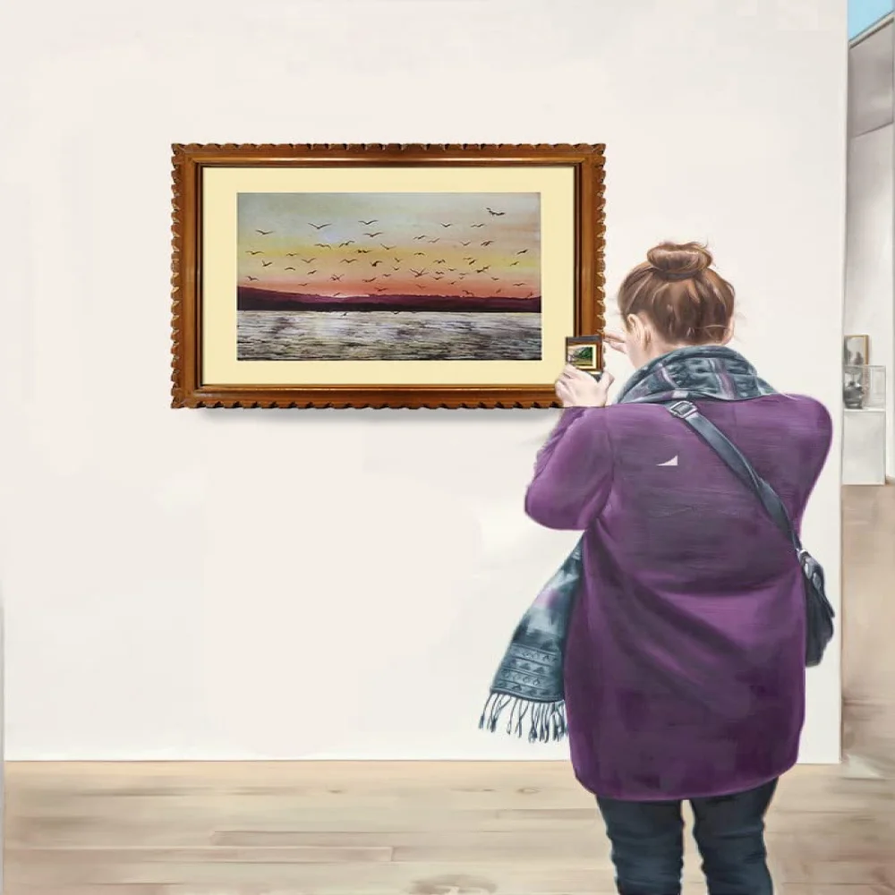 EMPEROR ART GALLERY, Original Handmade Water Painting With Teak Wood Frame For Living Room(19x22) In