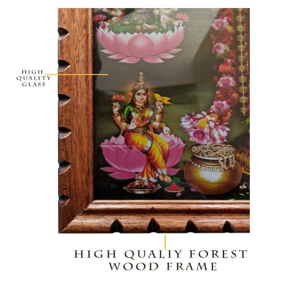 EMPEROR ART GALLERY , God Venkateswara Swamy with Lakshmi Photo # Wood Frame # Size(17.5 X 13.4)