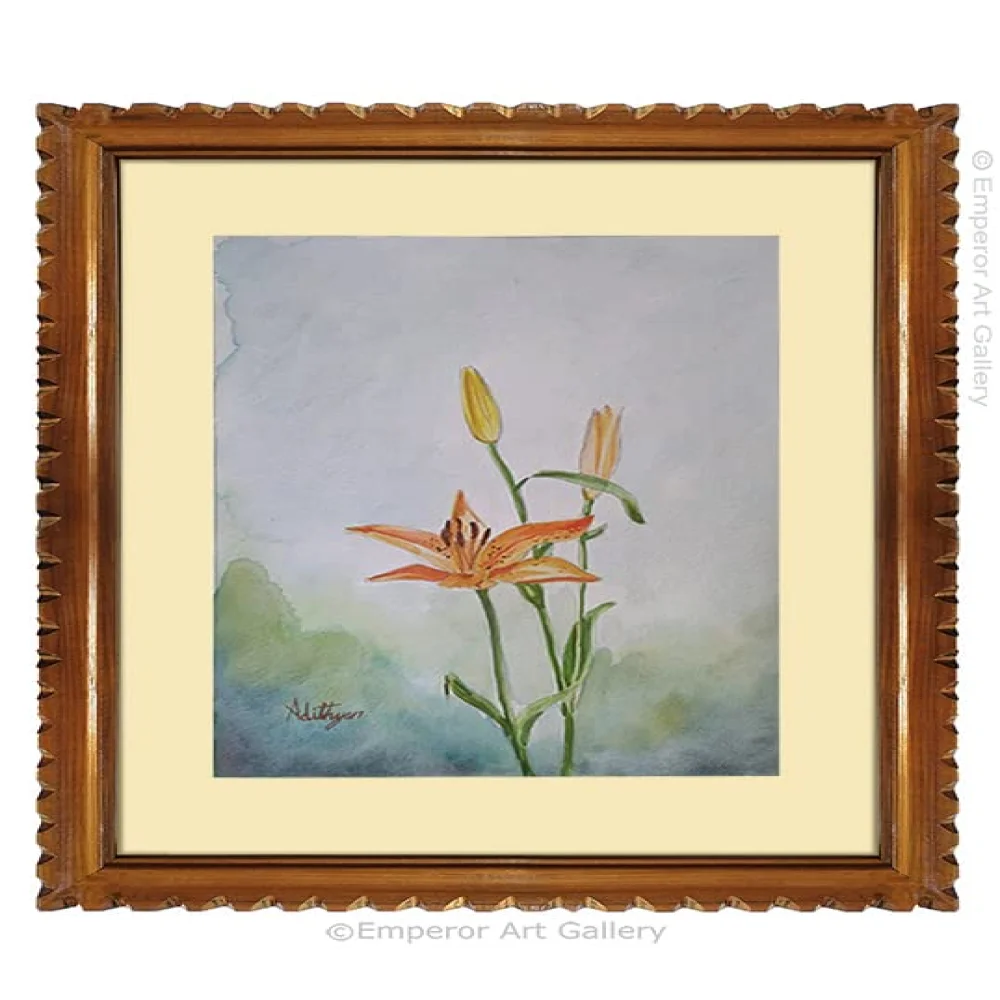 EMPEROR ART GALLERY, Original Handmade Water Painting With Teak Wood Frame For Wall (19x22) In