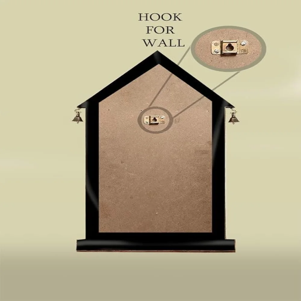 EMPEROR ART GALLERY Lord Surya Bhagwan Wooden Wall Temple, 21.4 x 12 inch, Premium Hardboard with Glass, Decorative Bells