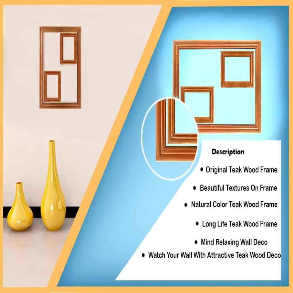 Mperor Wall Deco Teak Wooden Photo Frame size (12x9, 3.2x4) in