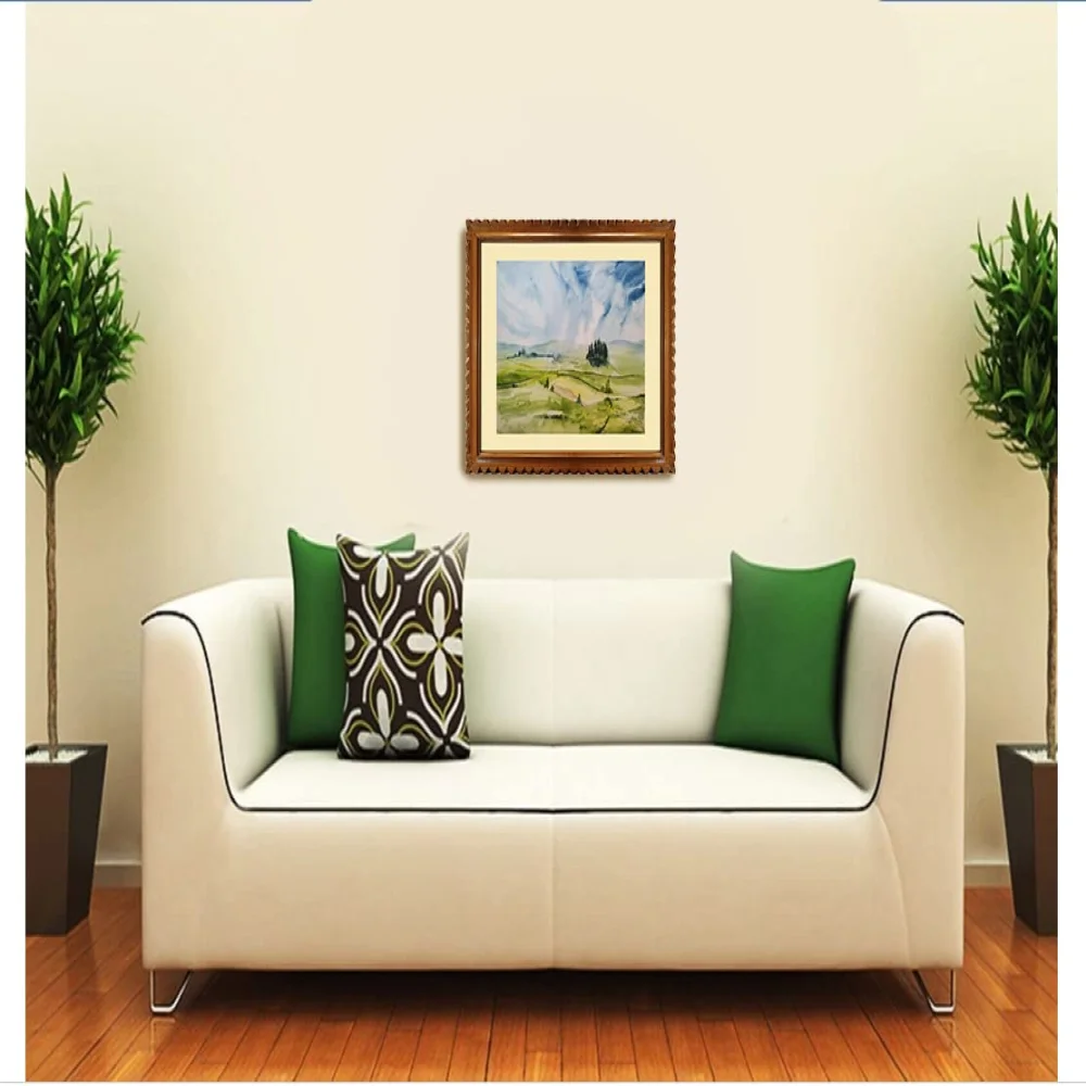 EMPEROR ART GALLERY, Original Handmade Water Painting With Teak Wood Frame For Living Room(19x22) In